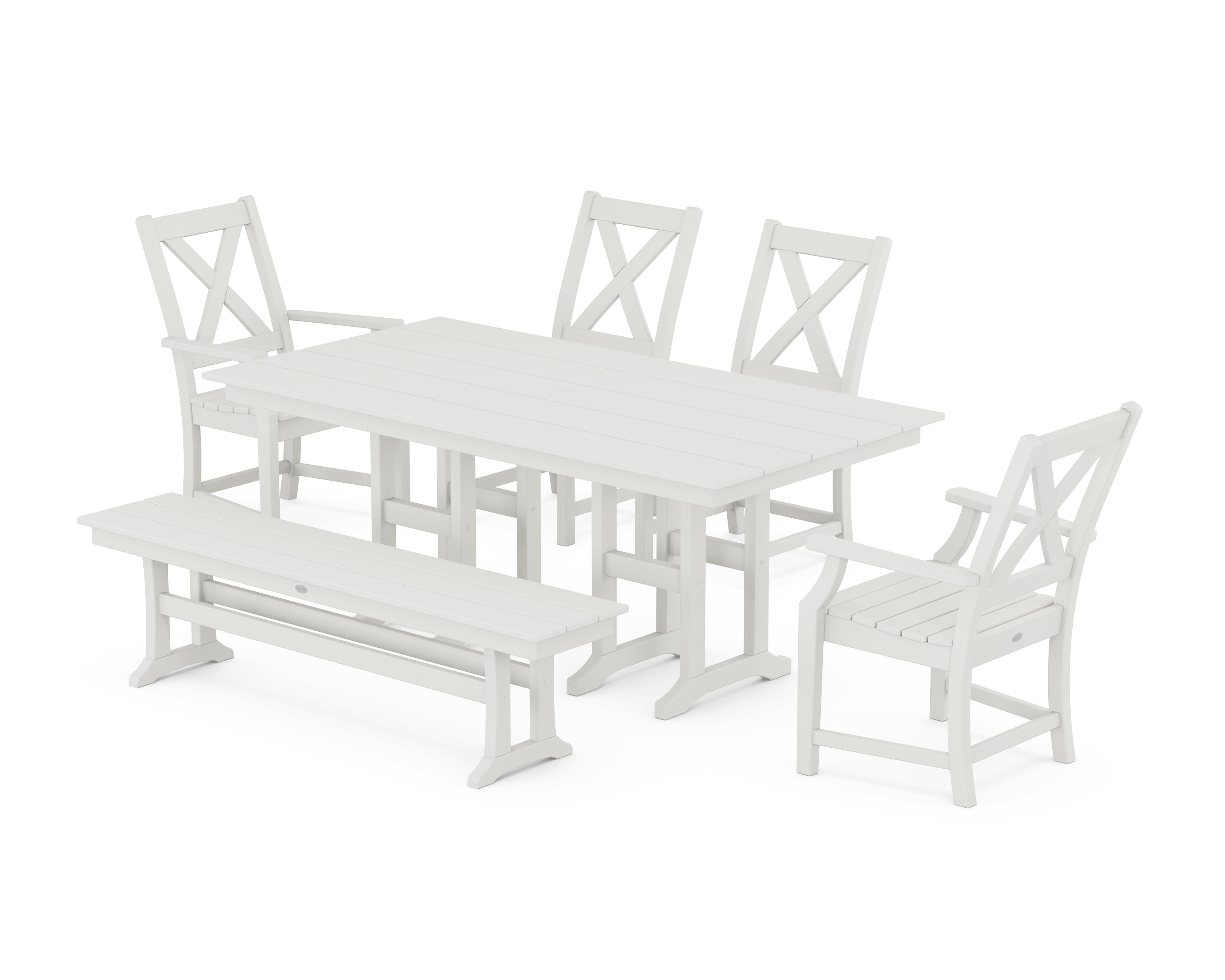 POLYWOOD® Braxton 6-Piece Farmhouse Dining Set in Vintage White