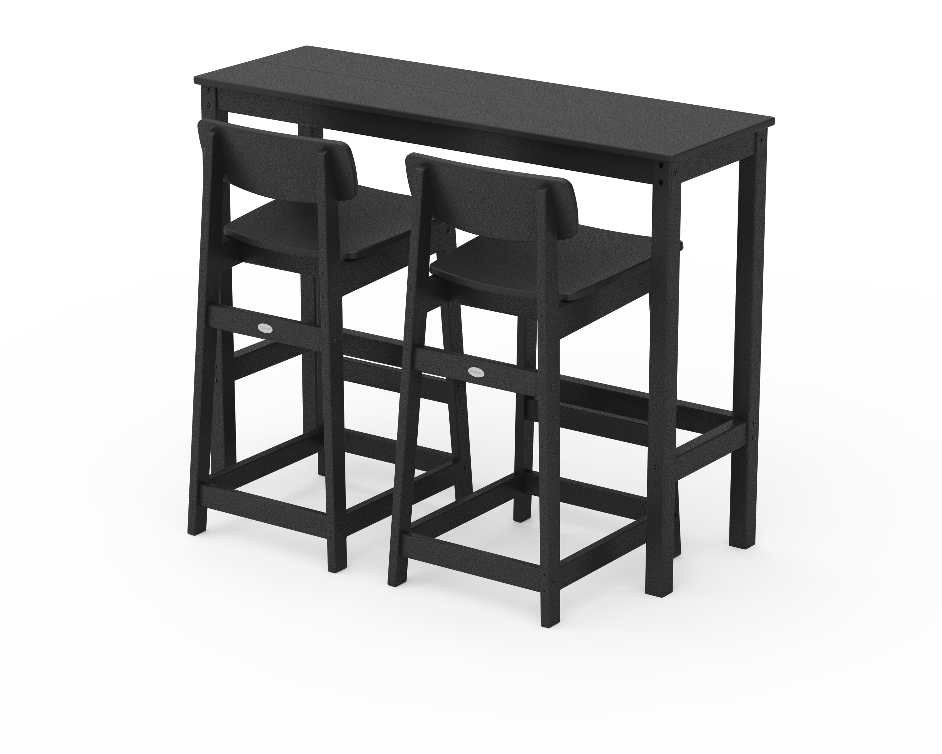 POLYWOOD Modern Studio Urban Lowback Bar Chair 3-Piece Balcony Set in Black