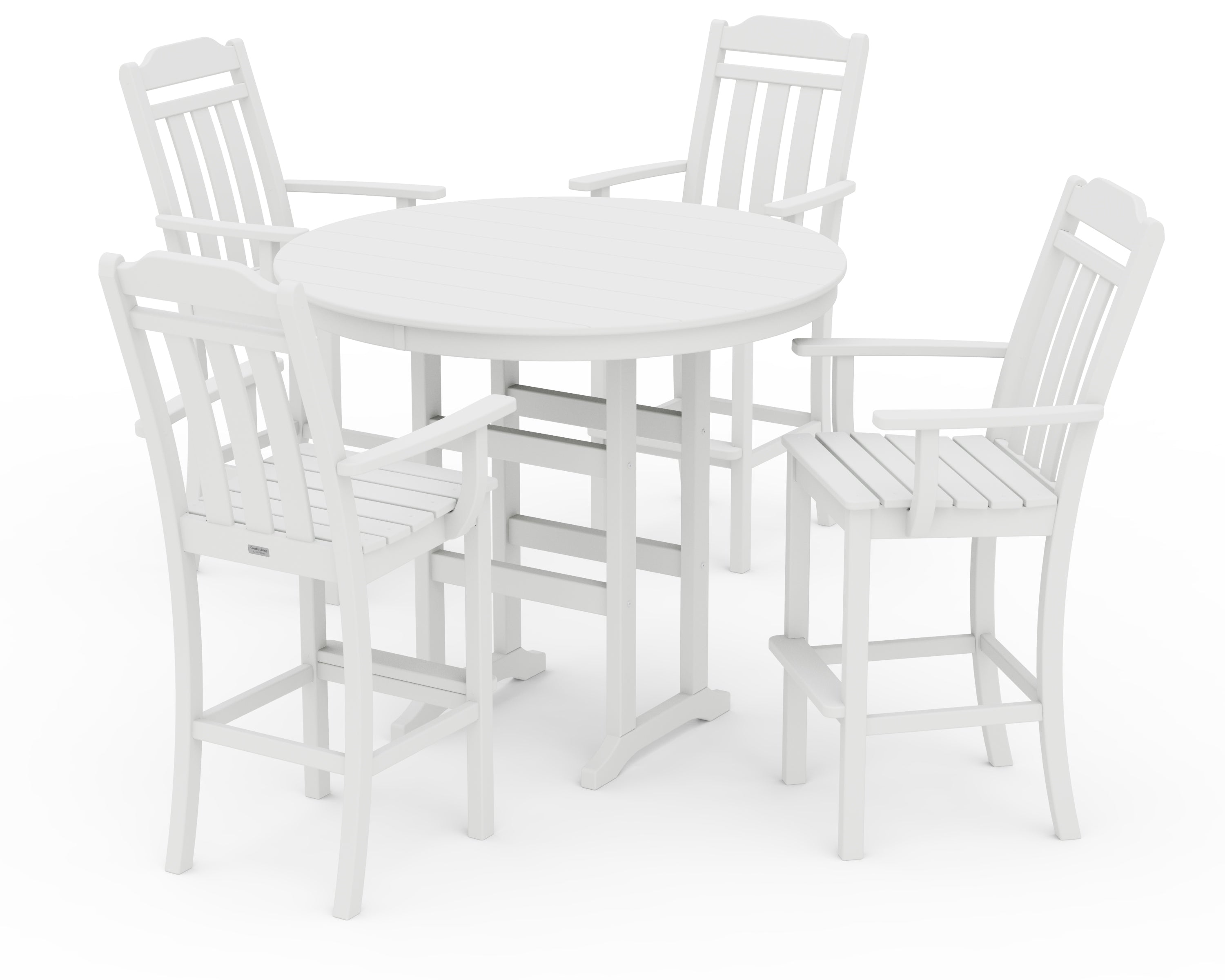Country Living Cottage 5-Piece Round Farmhouse Bar Set in White
