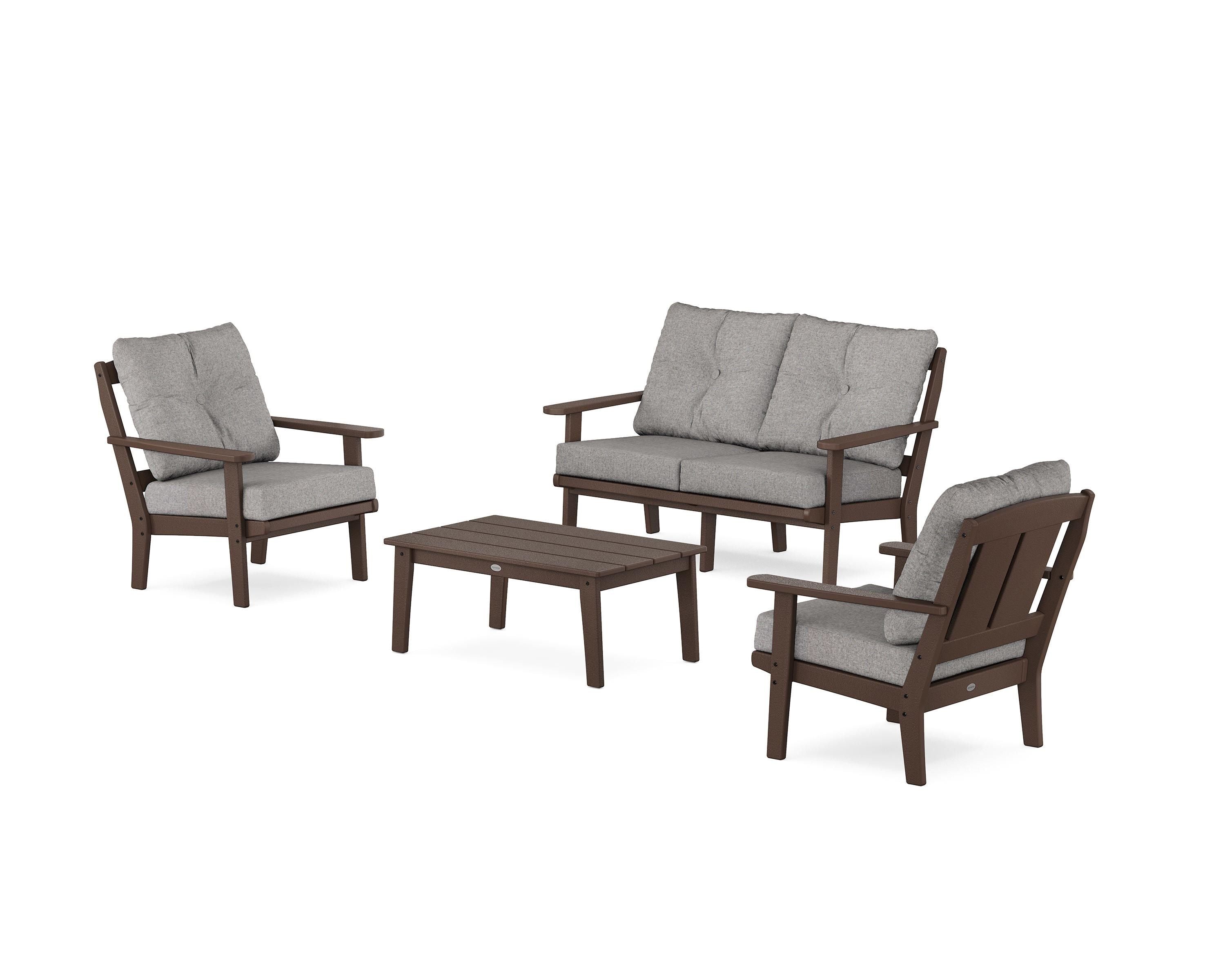 POLYWOOD Mission 4-Piece Deep Seating Set with Loveseat in Mahogany / Grey Mist