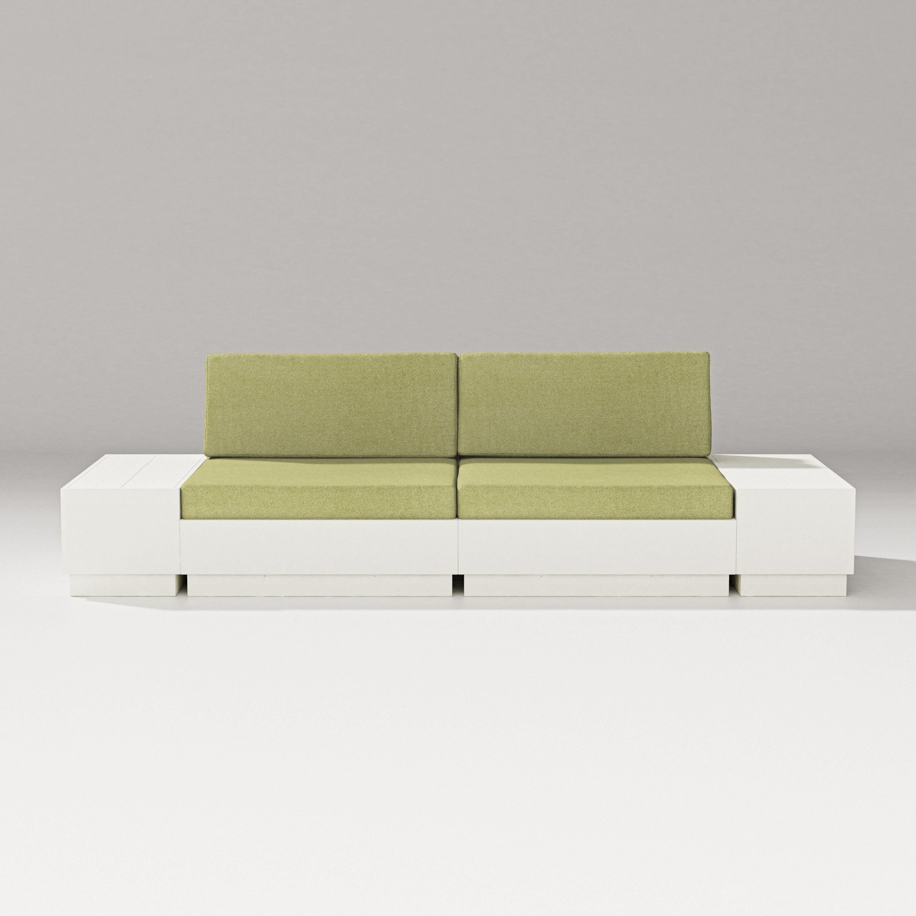 PW Designer Series Elevate 4-Piece Loveseat Sectional in Vintage White / Chartreuse Boucle