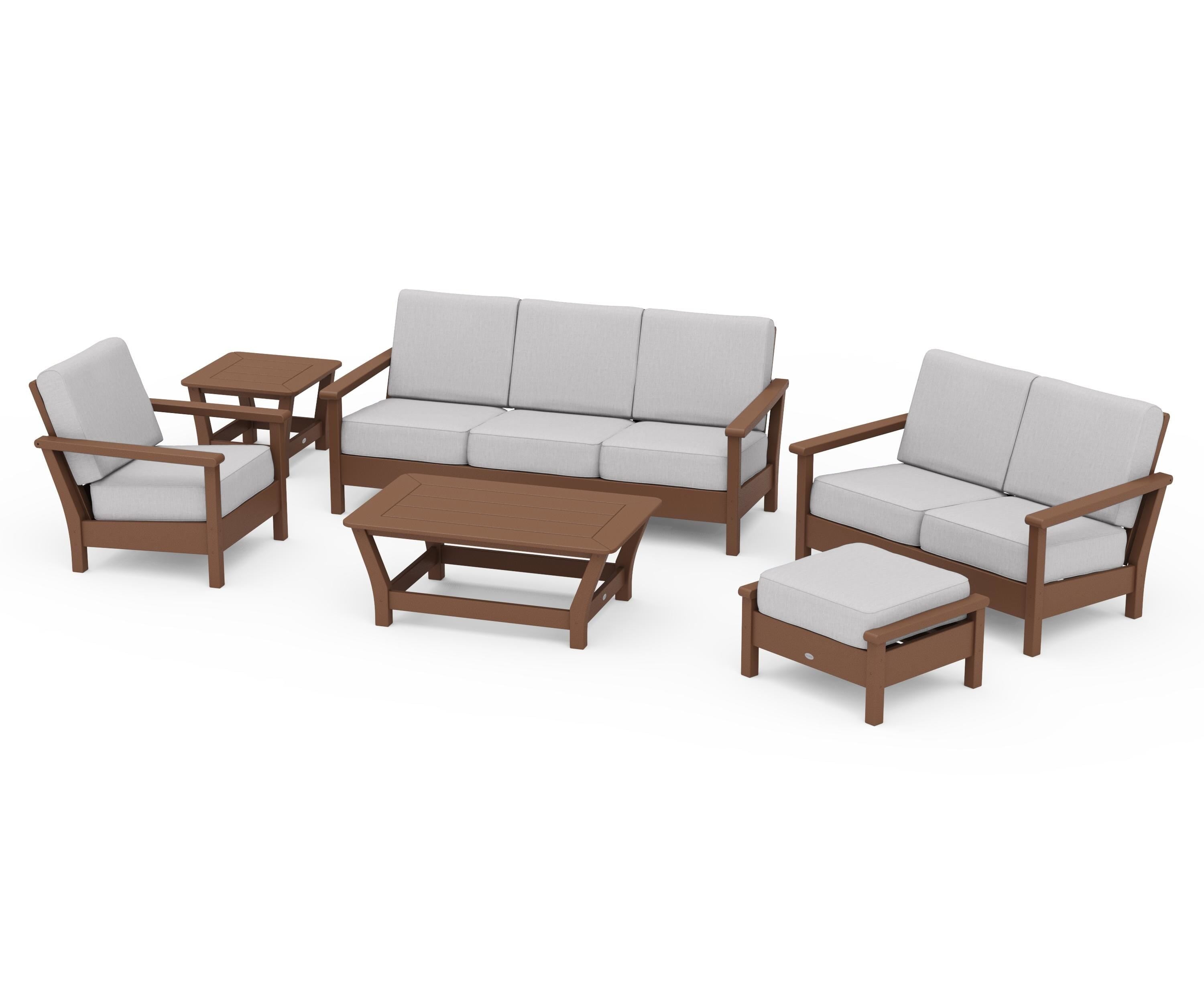 POLYWOOD Harbour 6-Piece Outdoor Living Set in Teak / Granite