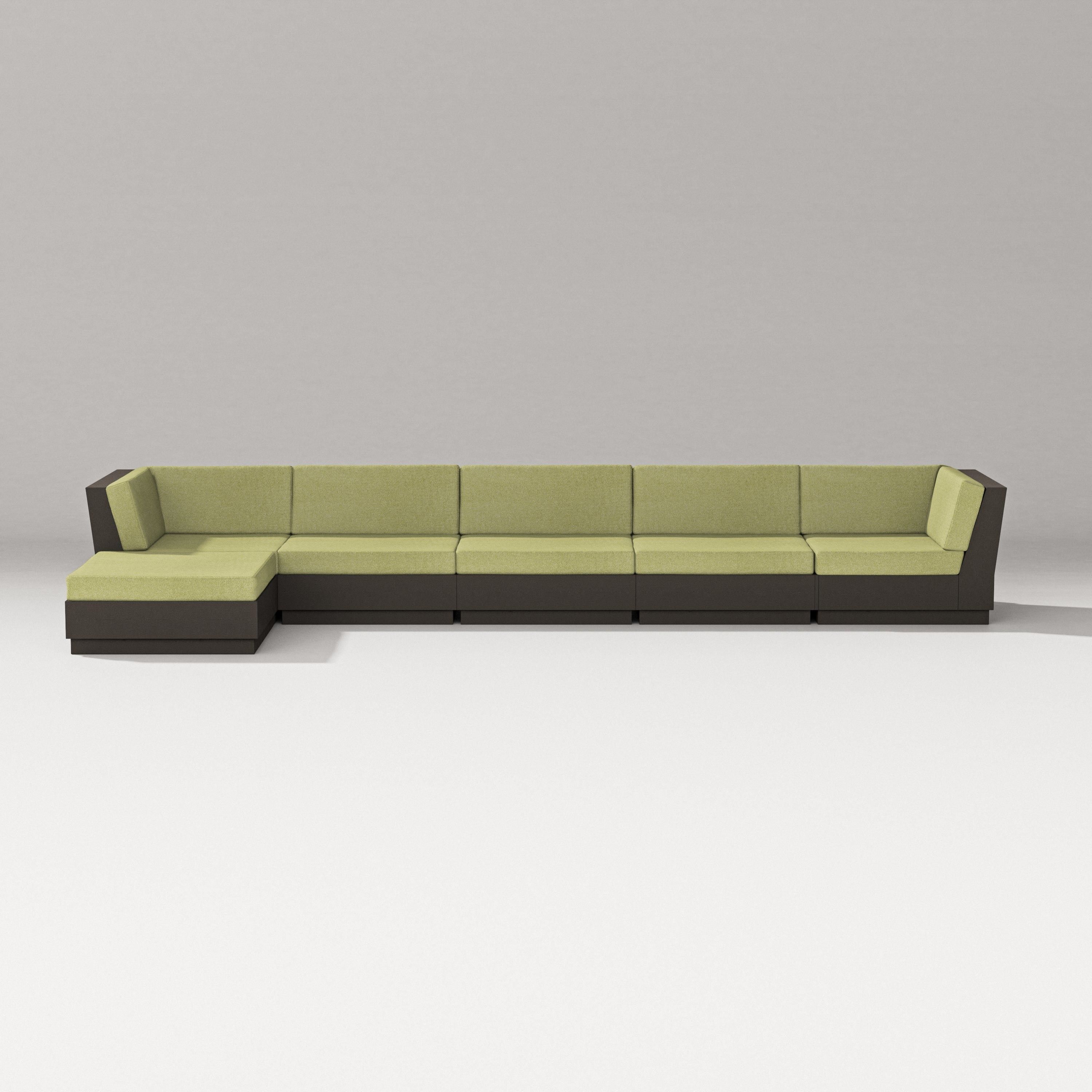 PW Designer Series Elevate 6-Piece Chaise Sectional in Vintage Coffee / Chartreuse Boucle