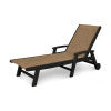 POLYWOOD Coastal Chaise with Wheels in Black / Burlap Sling