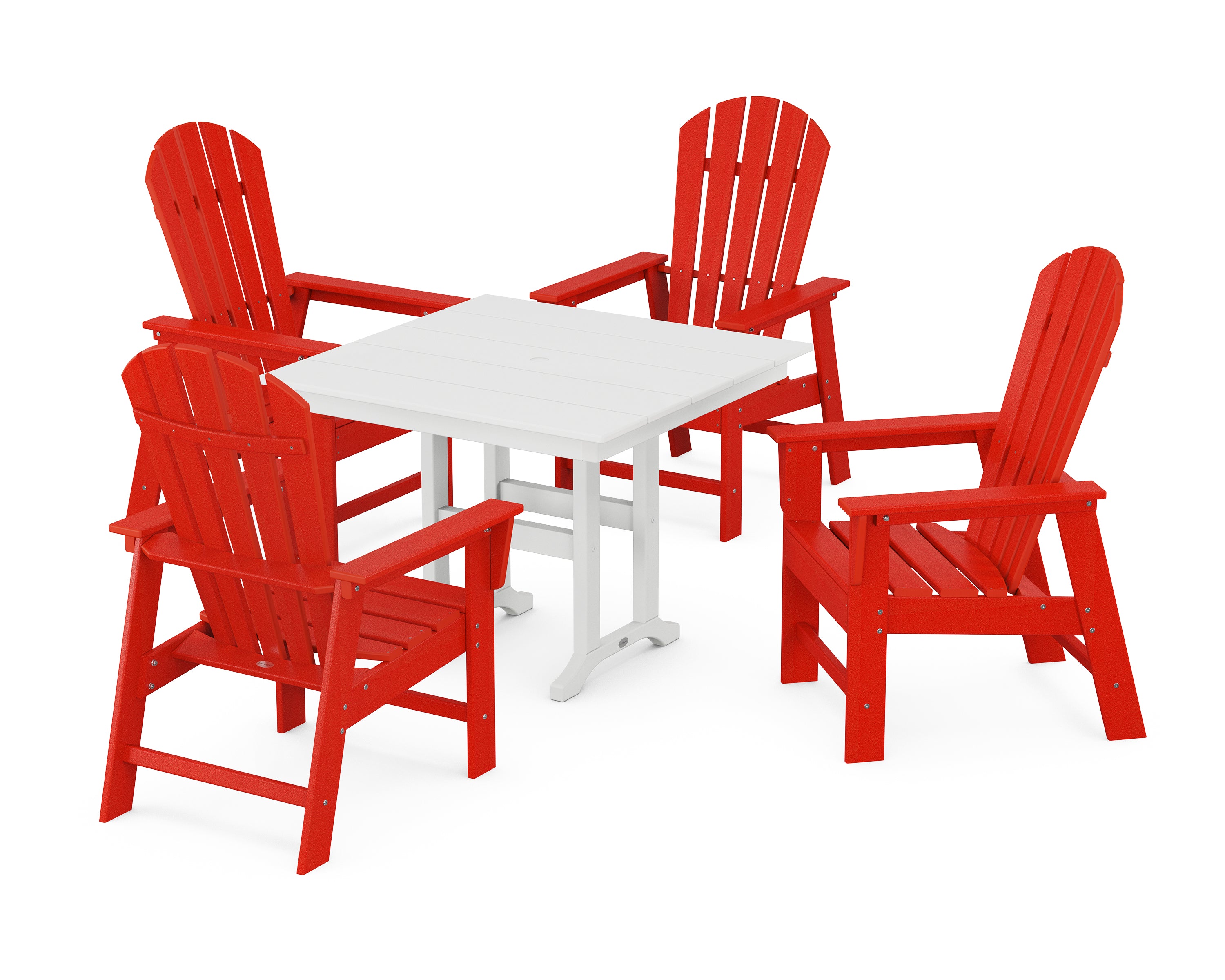 POLYWOOD South Beach 5-Piece Farmhouse Dining Set in Sunset Red / White