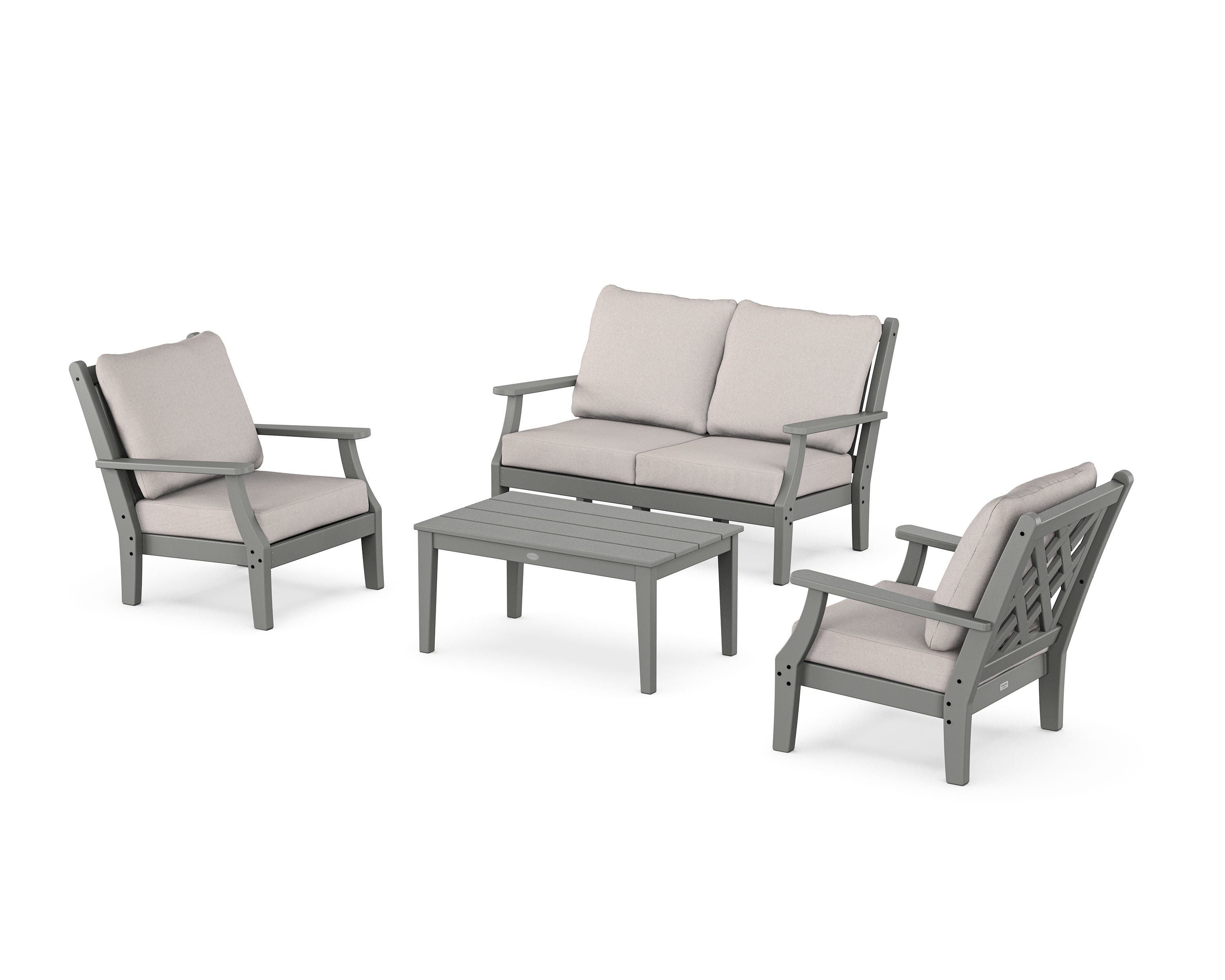 Country Living Wovendale 4-Piece Deep Seating Set with Loveseat in Slate Grey / Dune Burlap