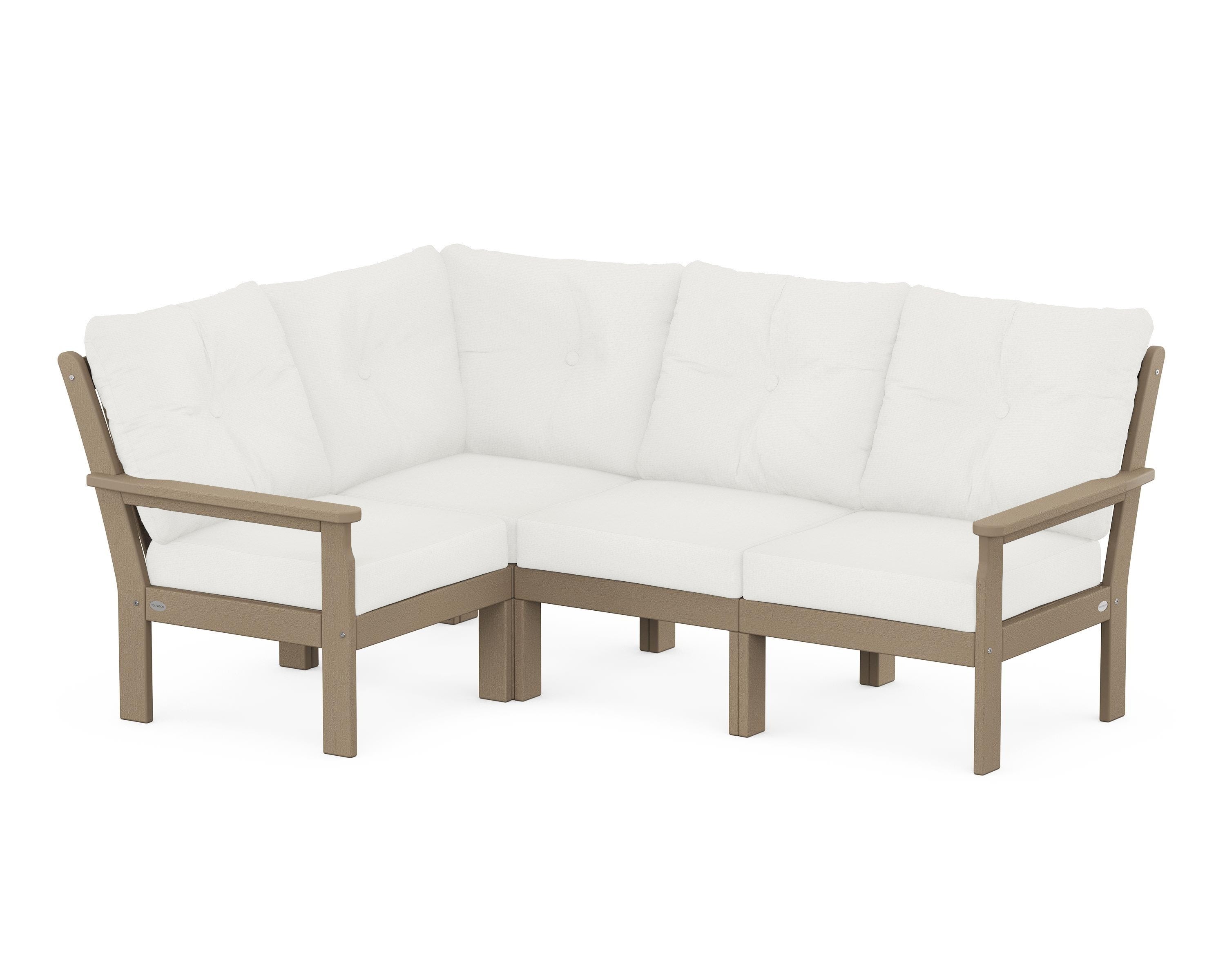 POLYWOOD Vineyard 4-Piece Sectional in Vintage Sahara / Natural Linen