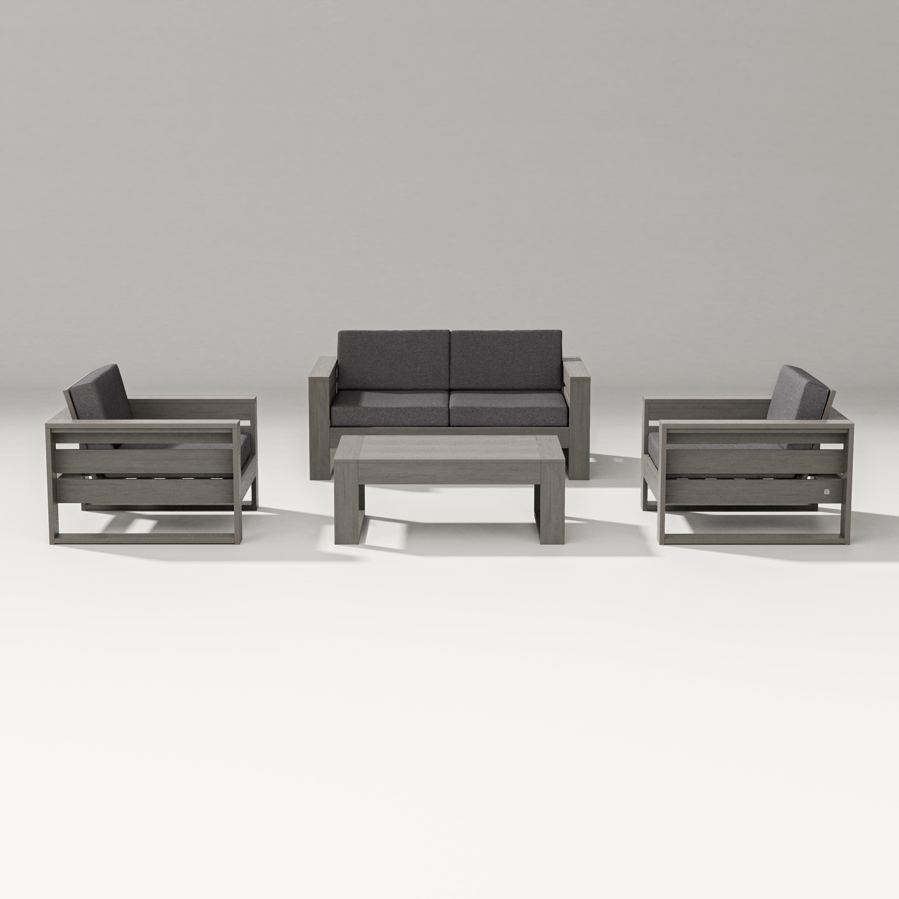 PW Designer Series Latitude 4-Piece Lounge Loveseat Set in Driftwood / Ash Charcoal