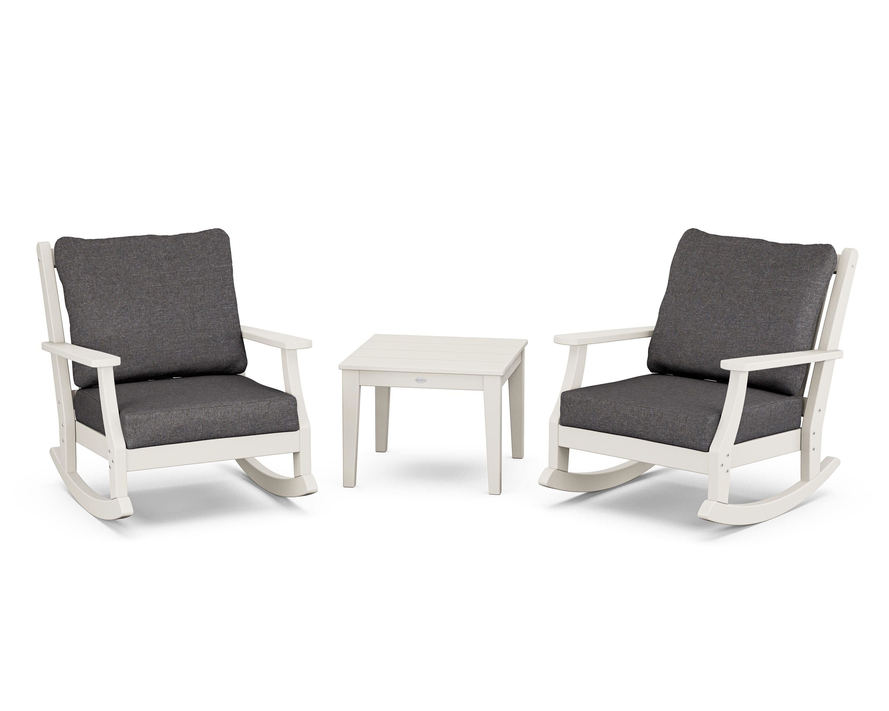 Country Living Wovendale 3-Piece Deep Seating Rocker Set in Sand / Ash Charcoal