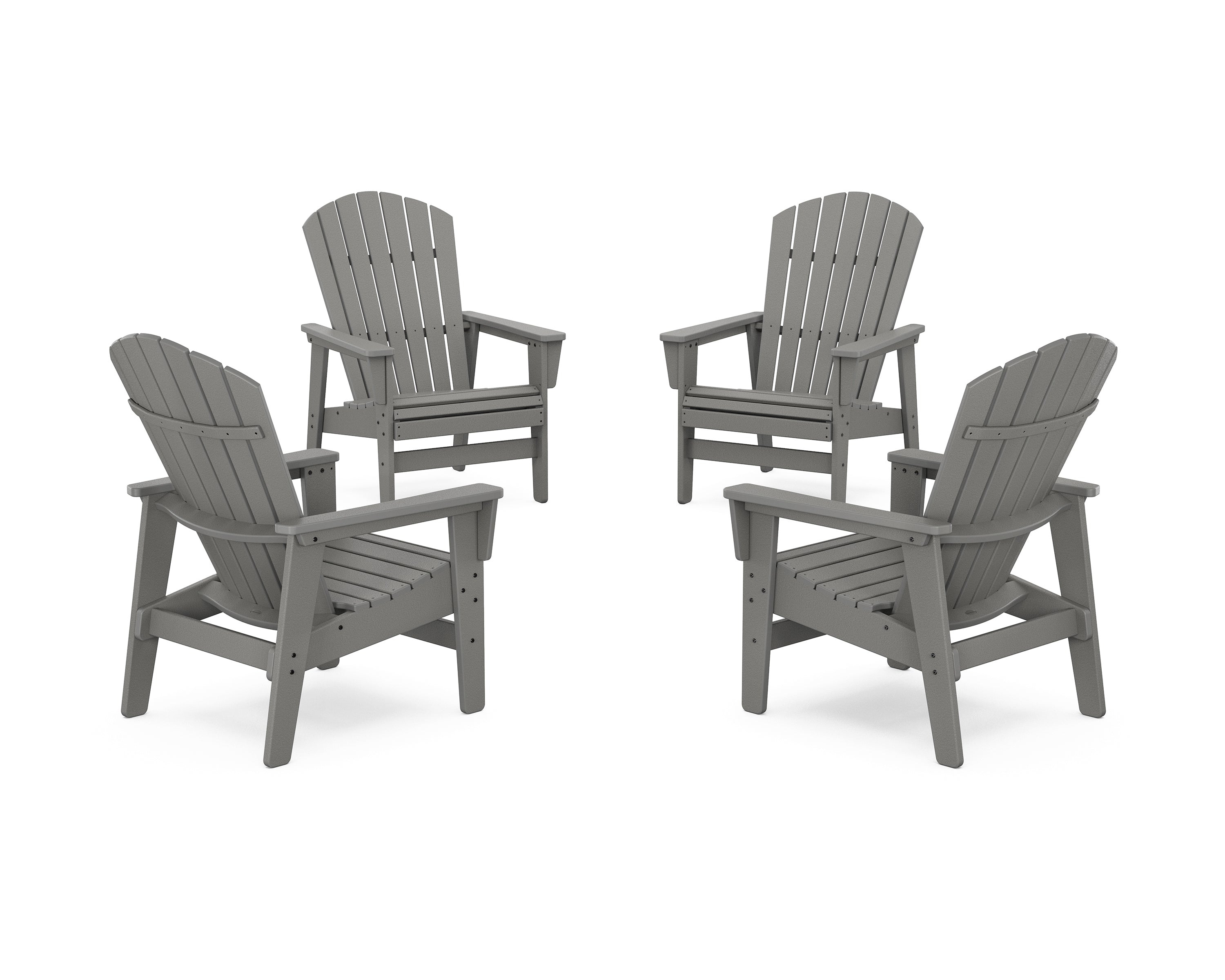 POLYWOOD 4-Piece Nautical Grand Upright Adirondack Chair Conversation Set in Slate Grey