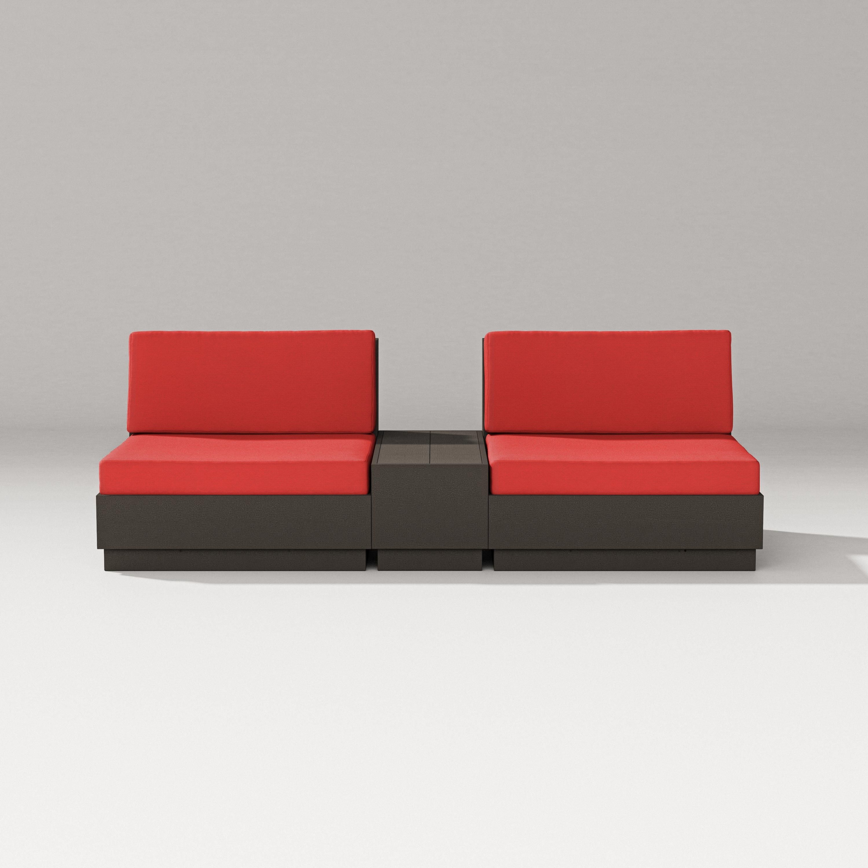 PW Designer Series Elevate Lounge Chair Set in Vintage Coffee / Crimson Linen