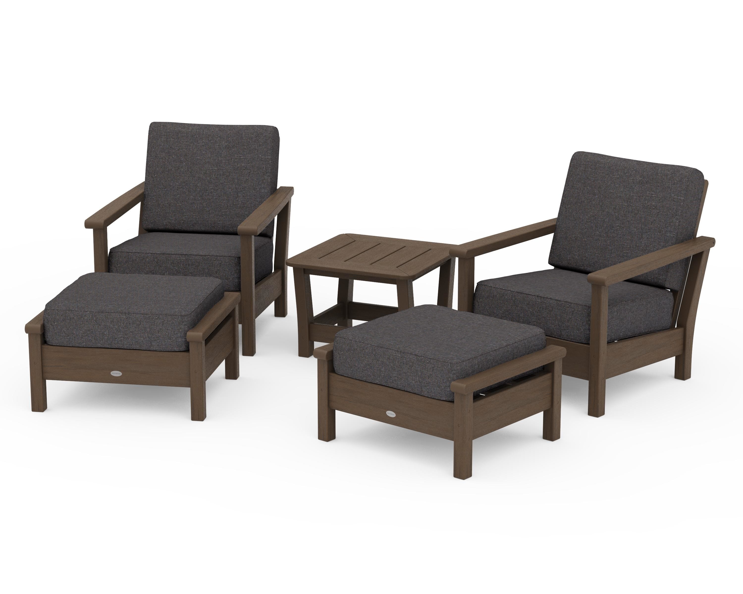 POLYWOOD Harbour 5-Piece Deep Seating Chair Set in Kona / Ash Charcoal
