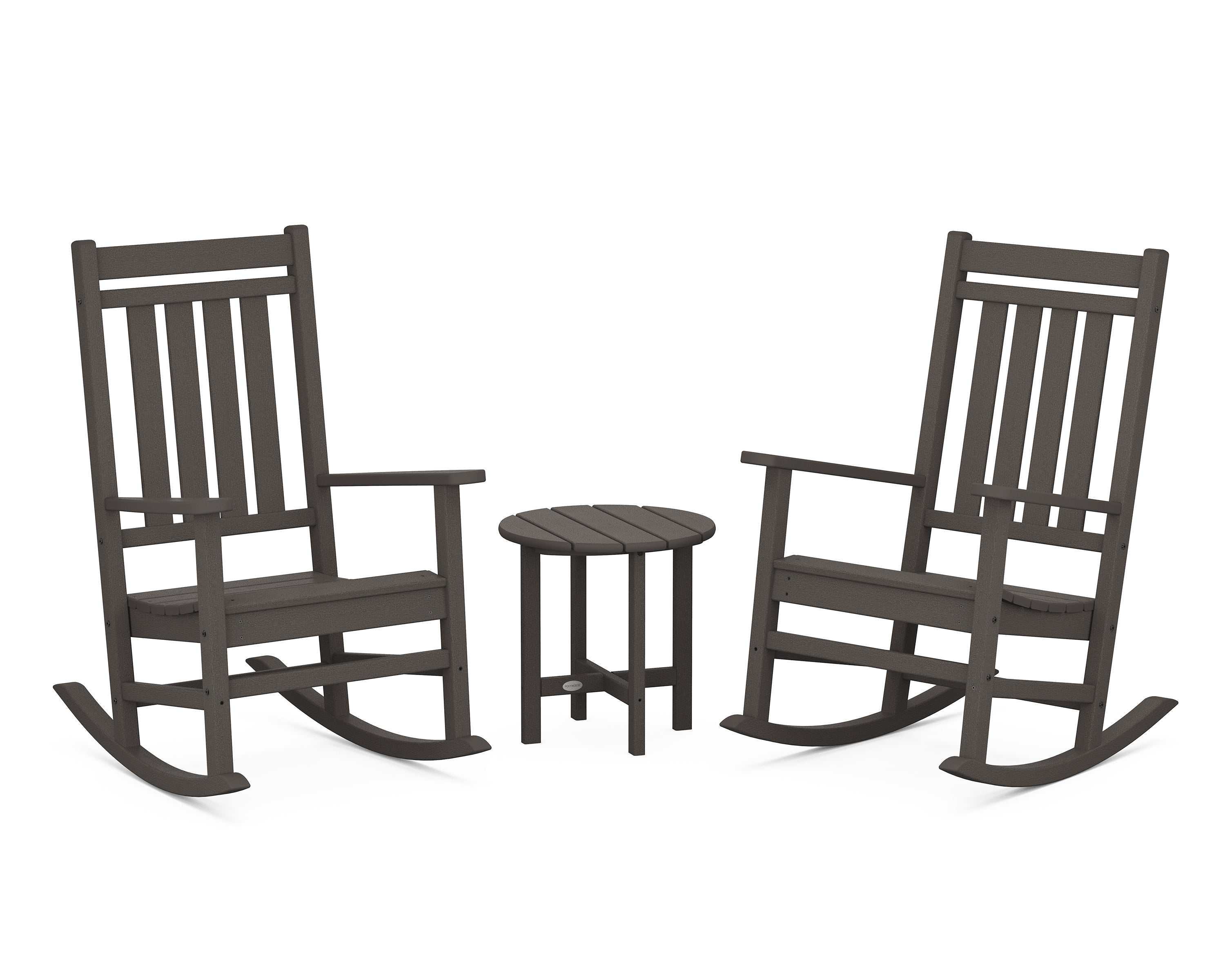 POLYWOOD Estate 3-Piece Rocking Chair Set in Vintage Coffee