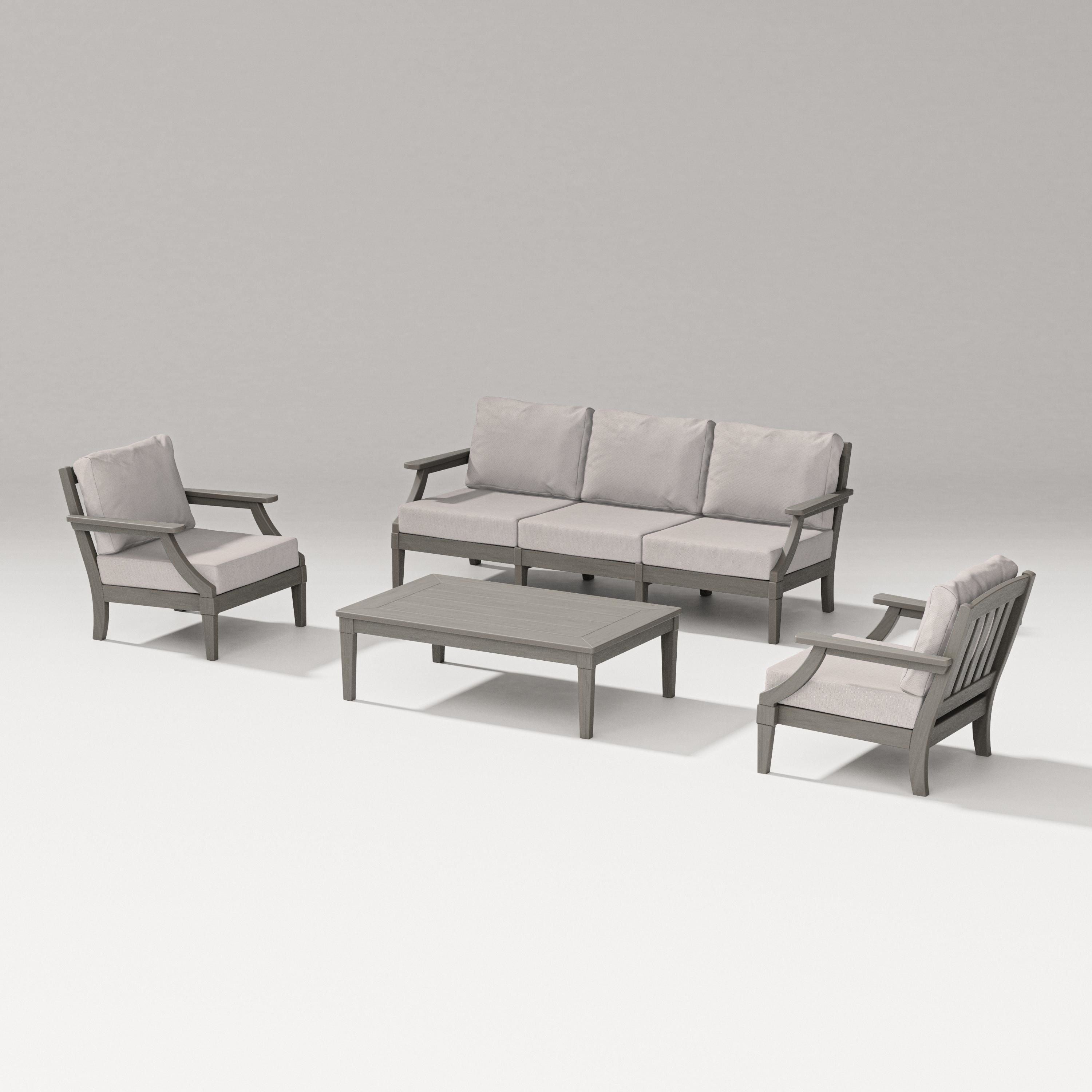 PW Designer Series Estate 4-Piece Lounge Sofa Set in Driftwood / Dune Burlap