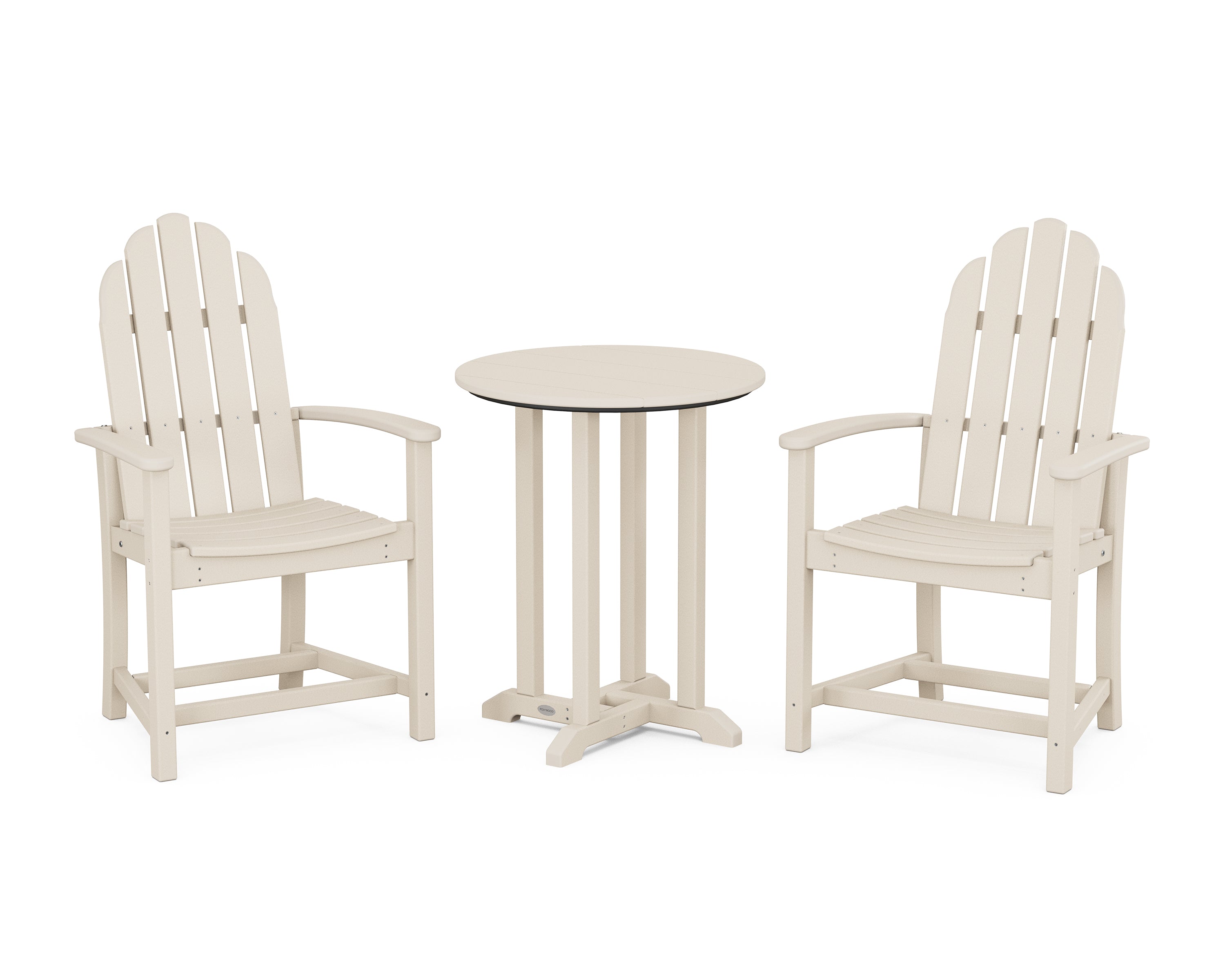 POLYWOOD Classic Adirondack 3-Piece Round Bistro Dining Set in Sand