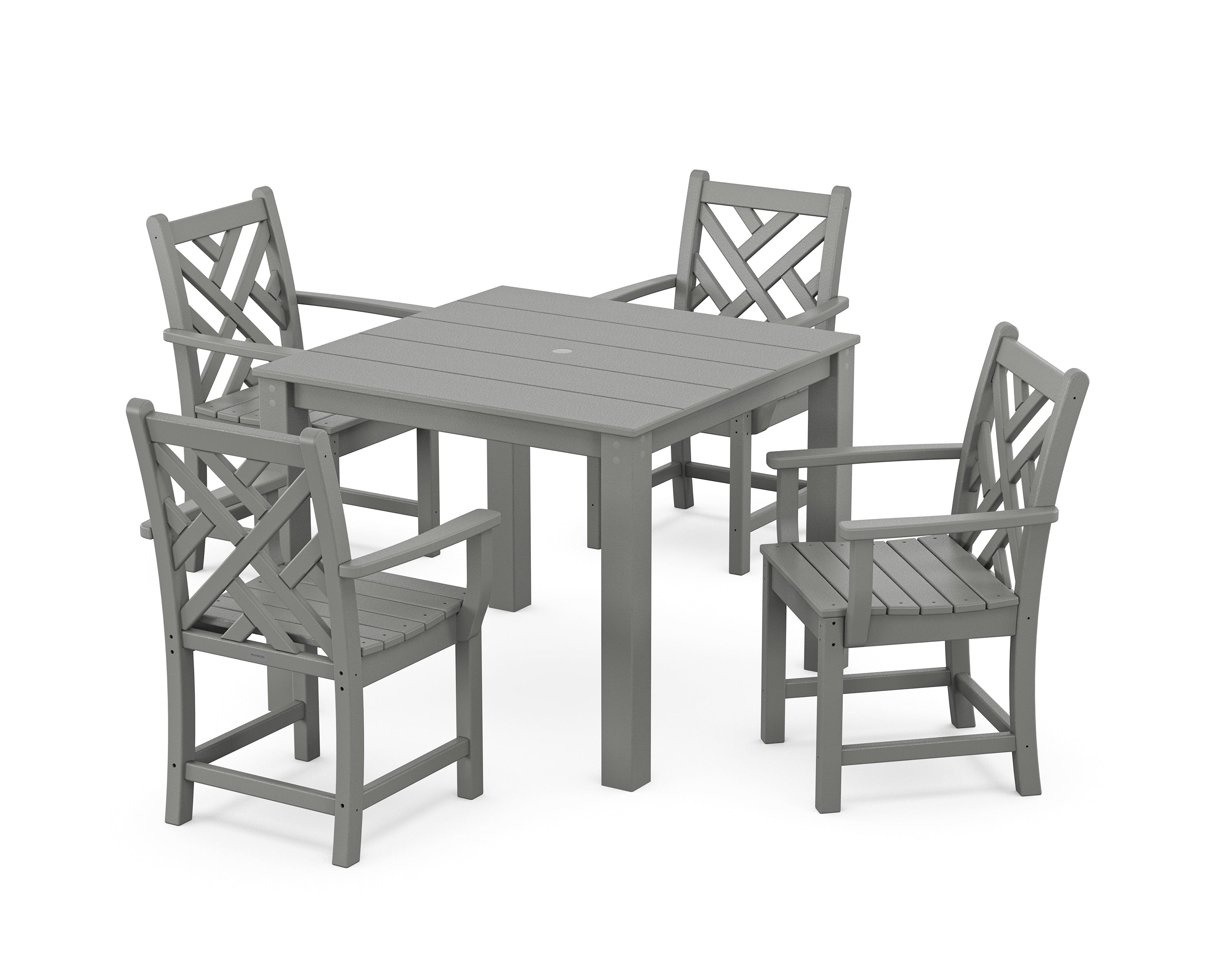 POLYWOOD Chippendale 5-Piece Parsons Dining Set in Slate Grey