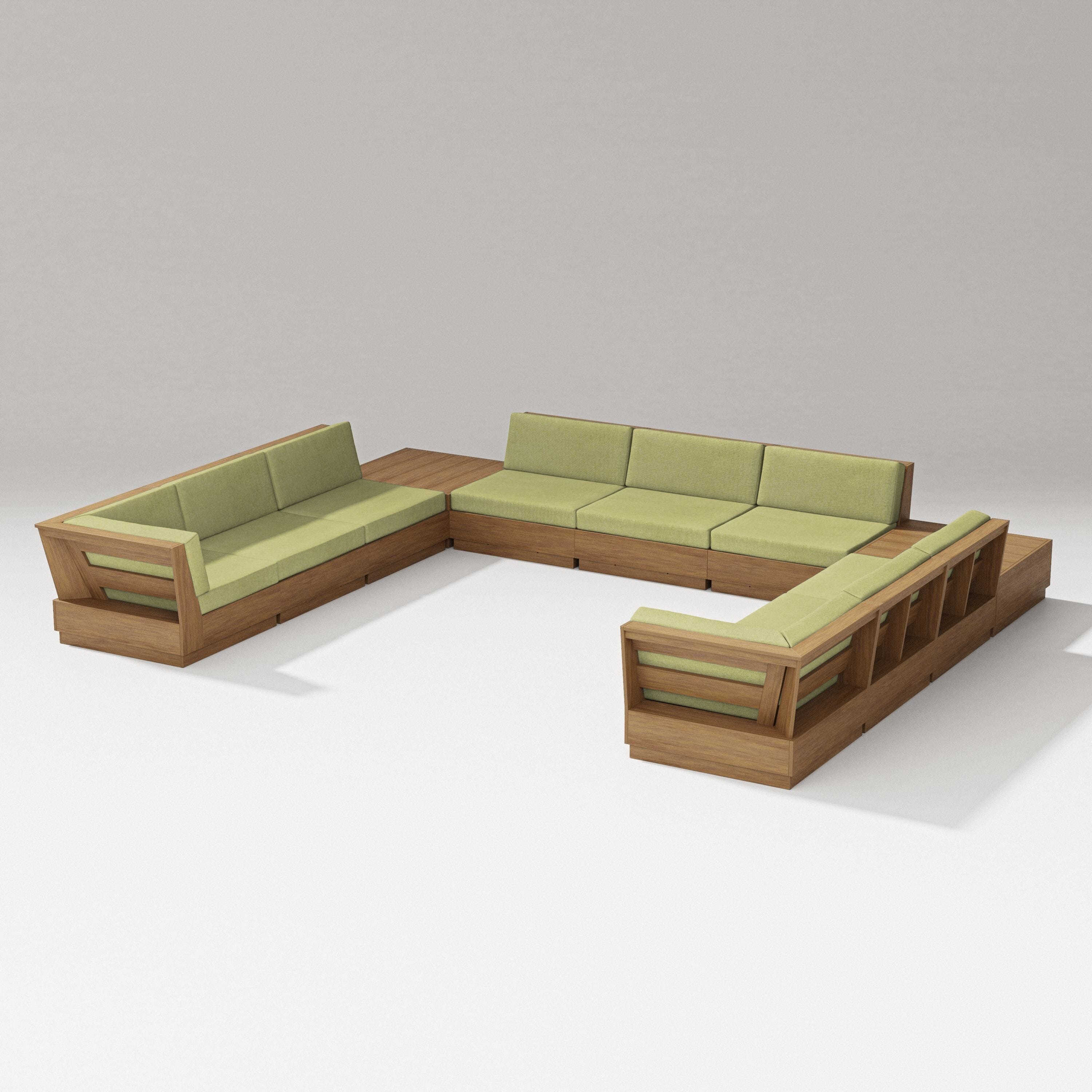 PW Designer Series Elevate 11-Piece U-Shaped Sofa Sectional in Natural / Chartreuse Boucle