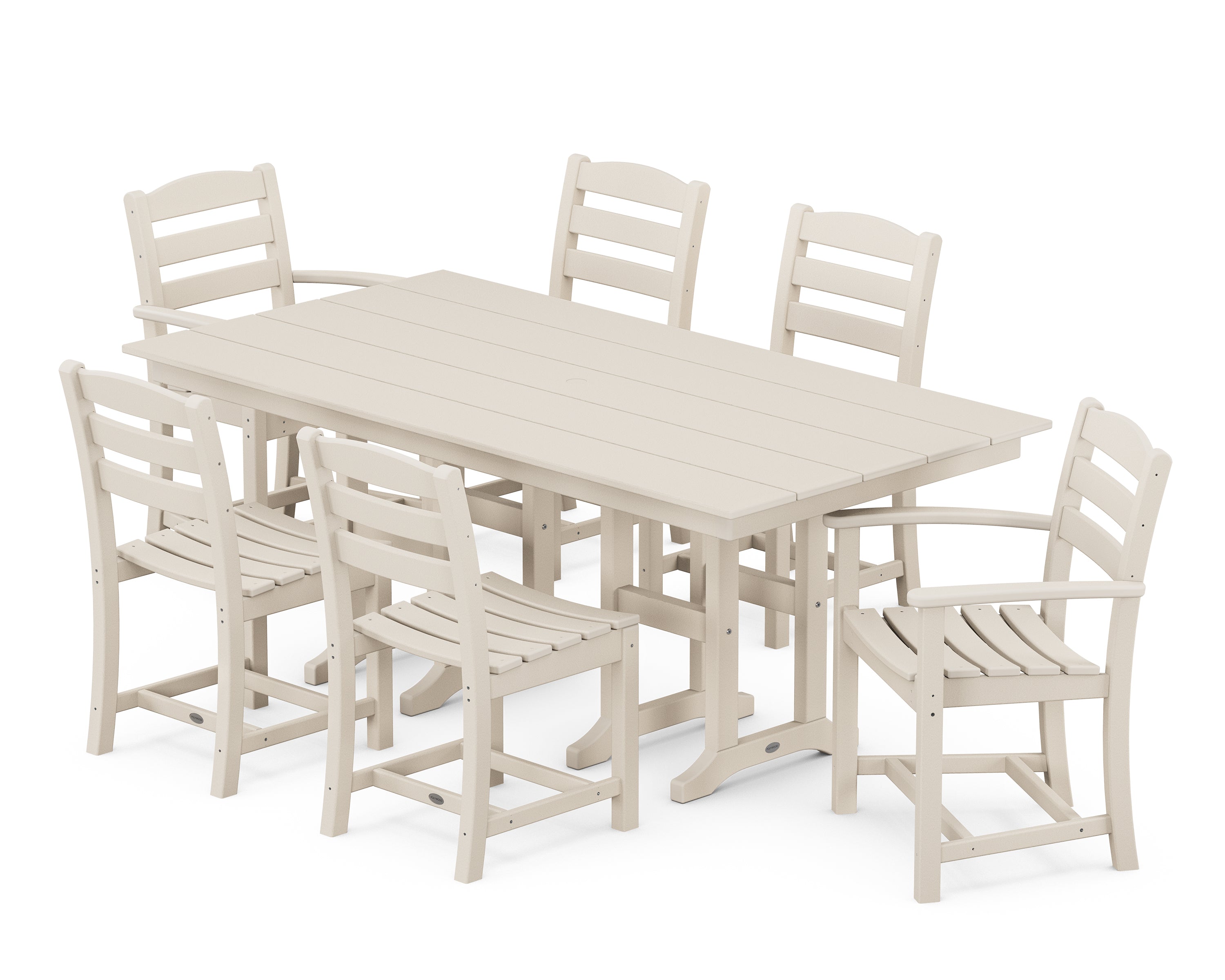POLYWOOD La Casa Café 7-Piece Farmhouse Dining Set in Sand