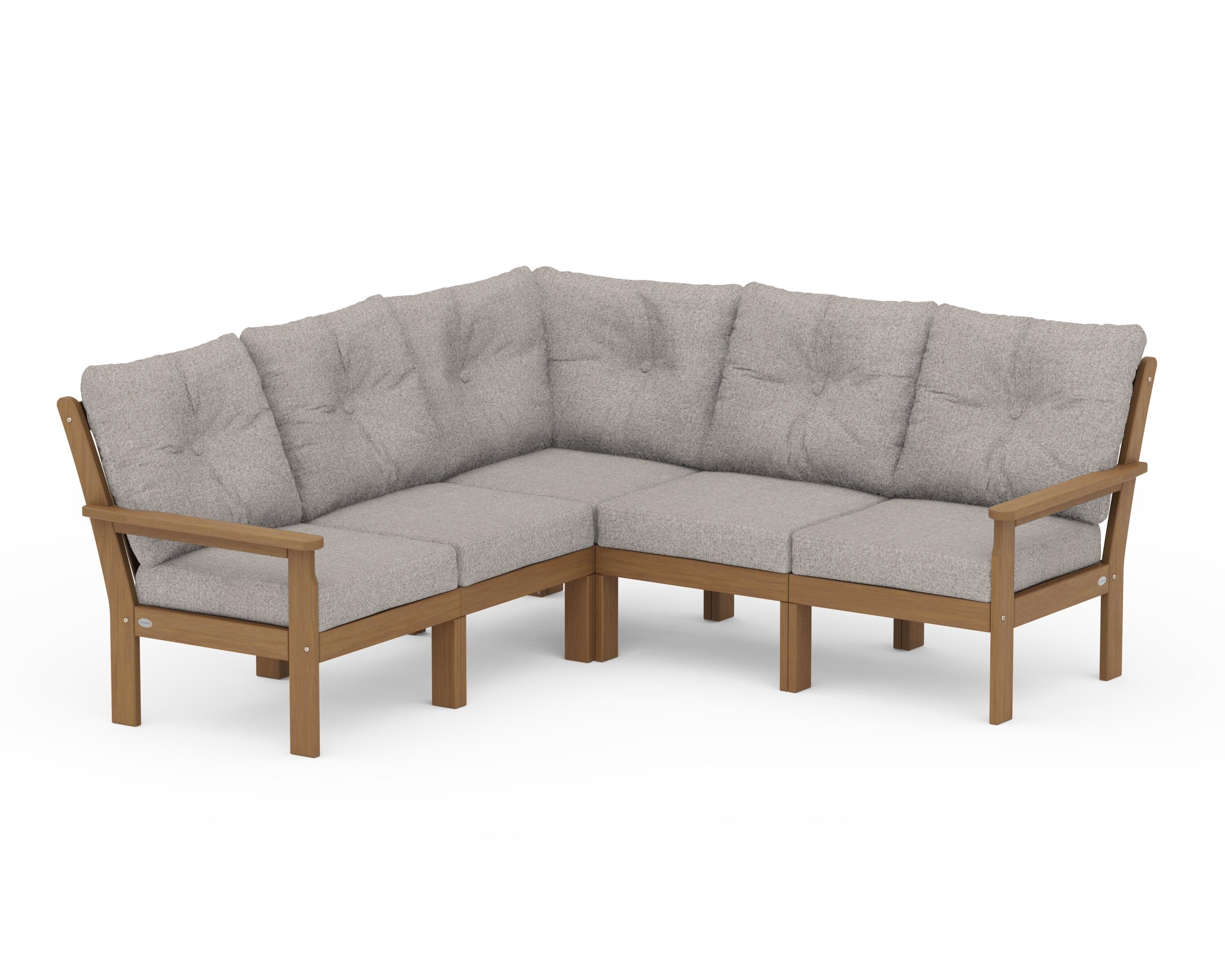 POLYWOOD Vineyard 5-Piece Sectional in Natural / Weathered Tweed