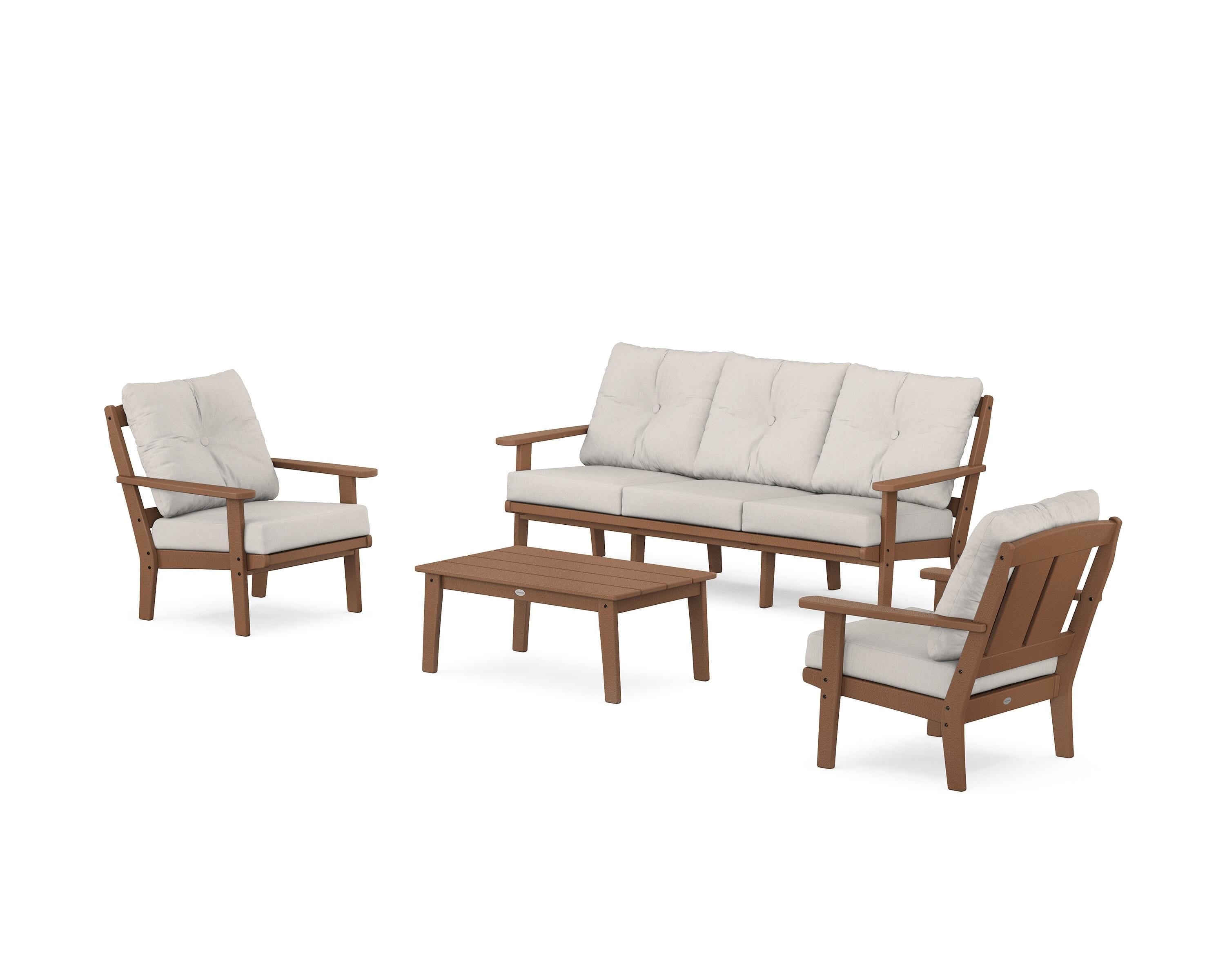 POLYWOOD Mission 4-Piece Deep Seating Set with Sofa in Teak / Cast Ash