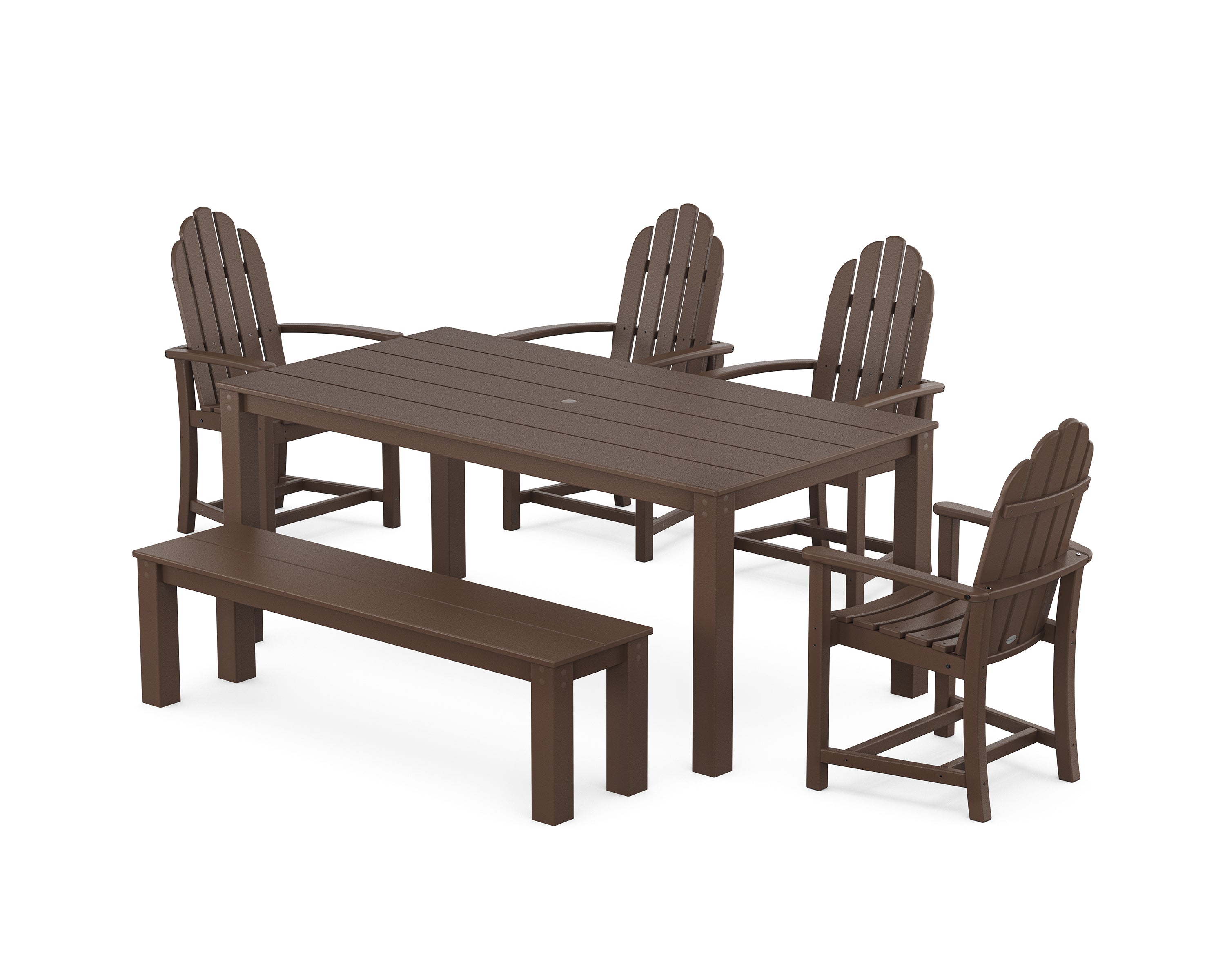 POLYWOOD Classic Adirondack 6-Piece Parsons Dining Set with Bench in Mahogany