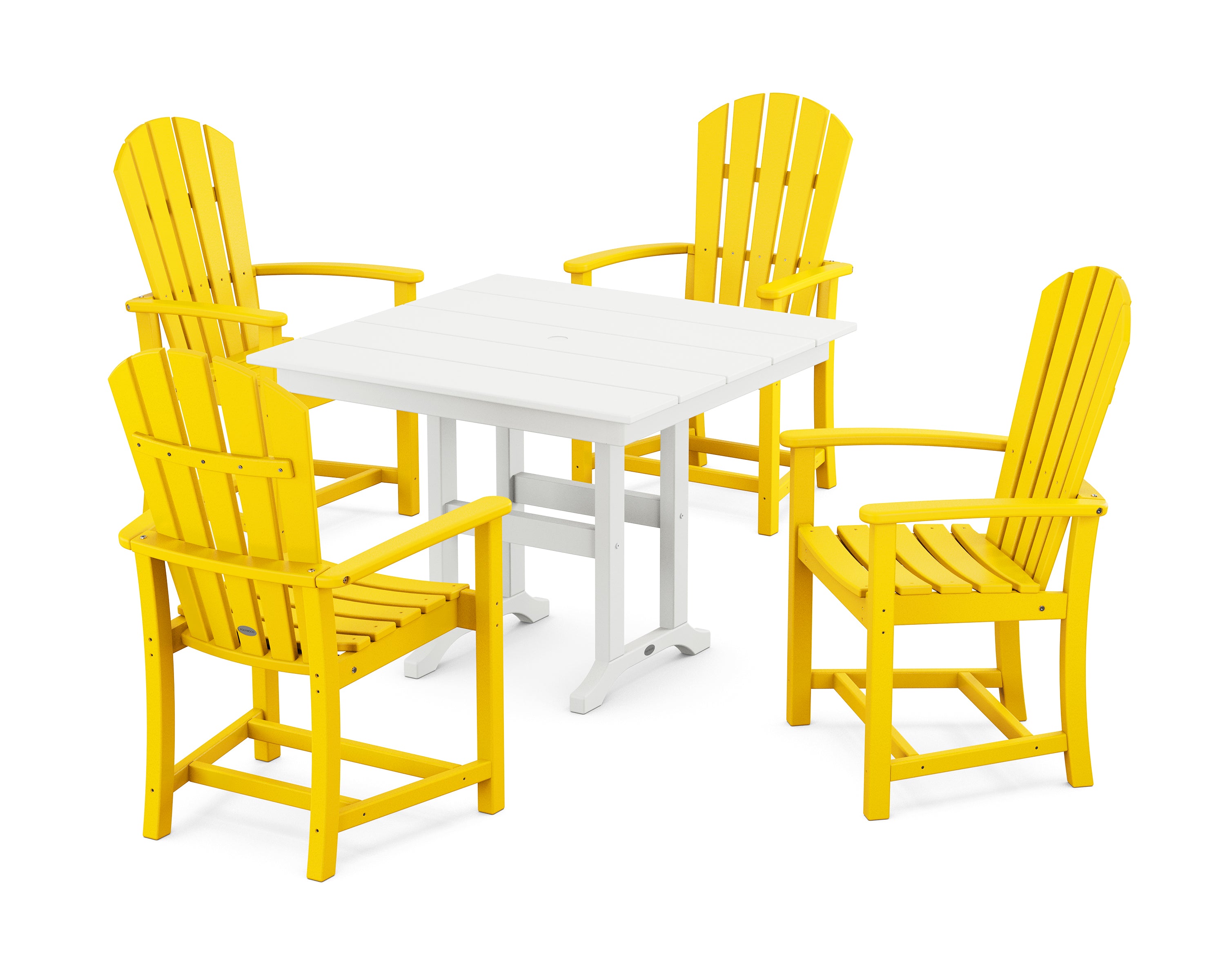 POLYWOOD Palm Coast 5-Piece Farmhouse Dining Set in Lemon / White