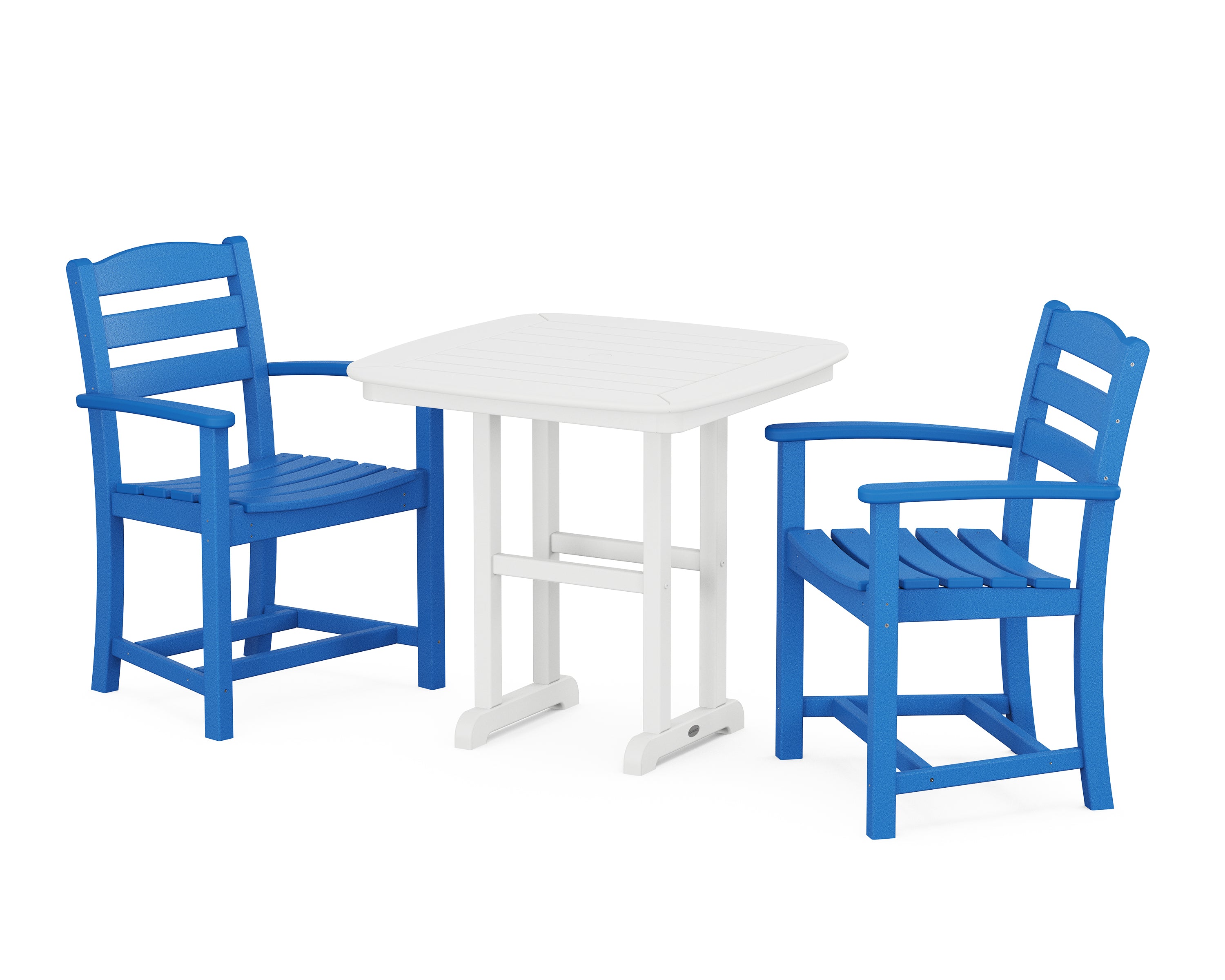POLYWOOD La Casa Café 3-Piece Dining Set in Pacific Blue / White