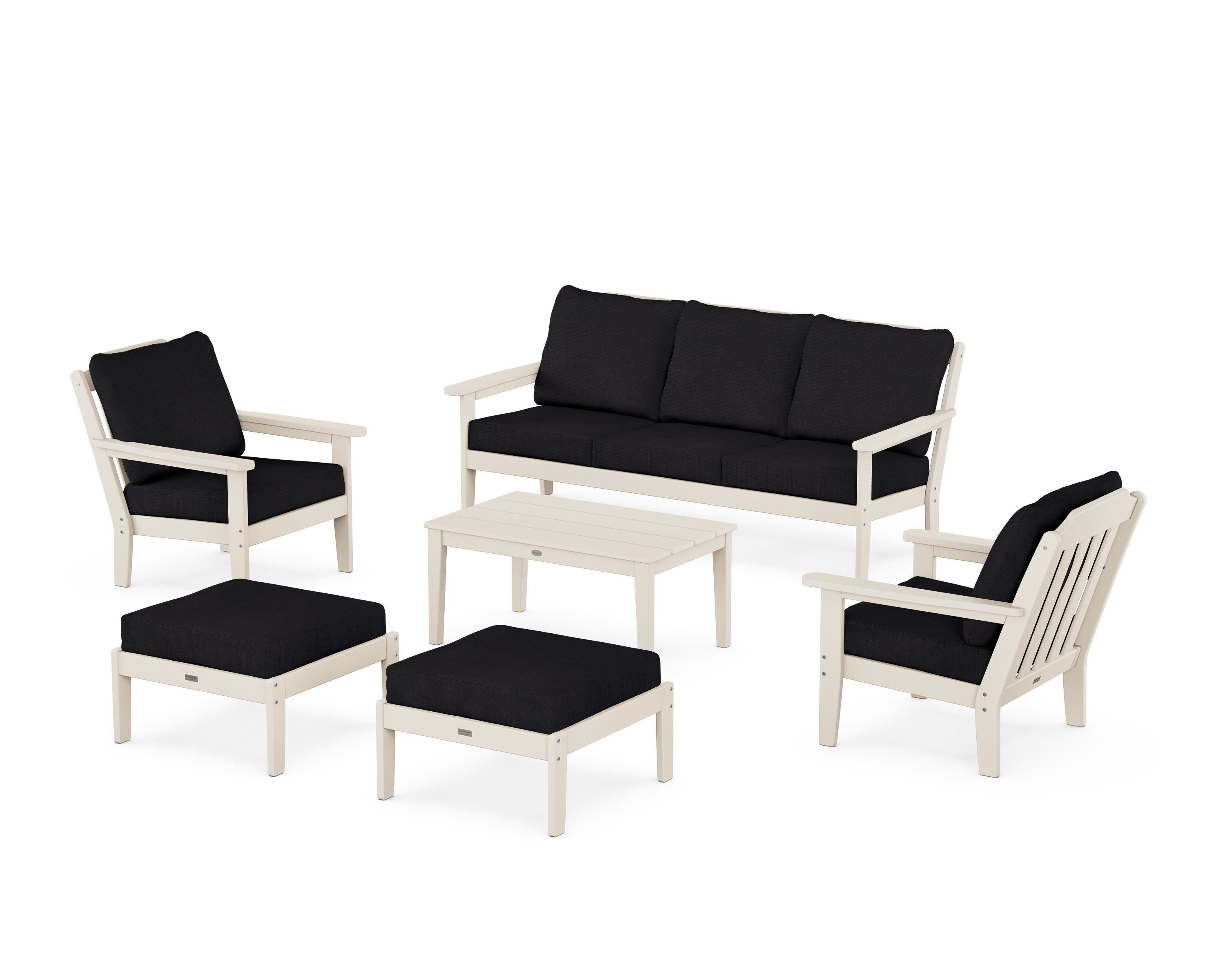 Country Living Cottage 6-Piece Lounge Sofa Set in Sand / Midnight Linen