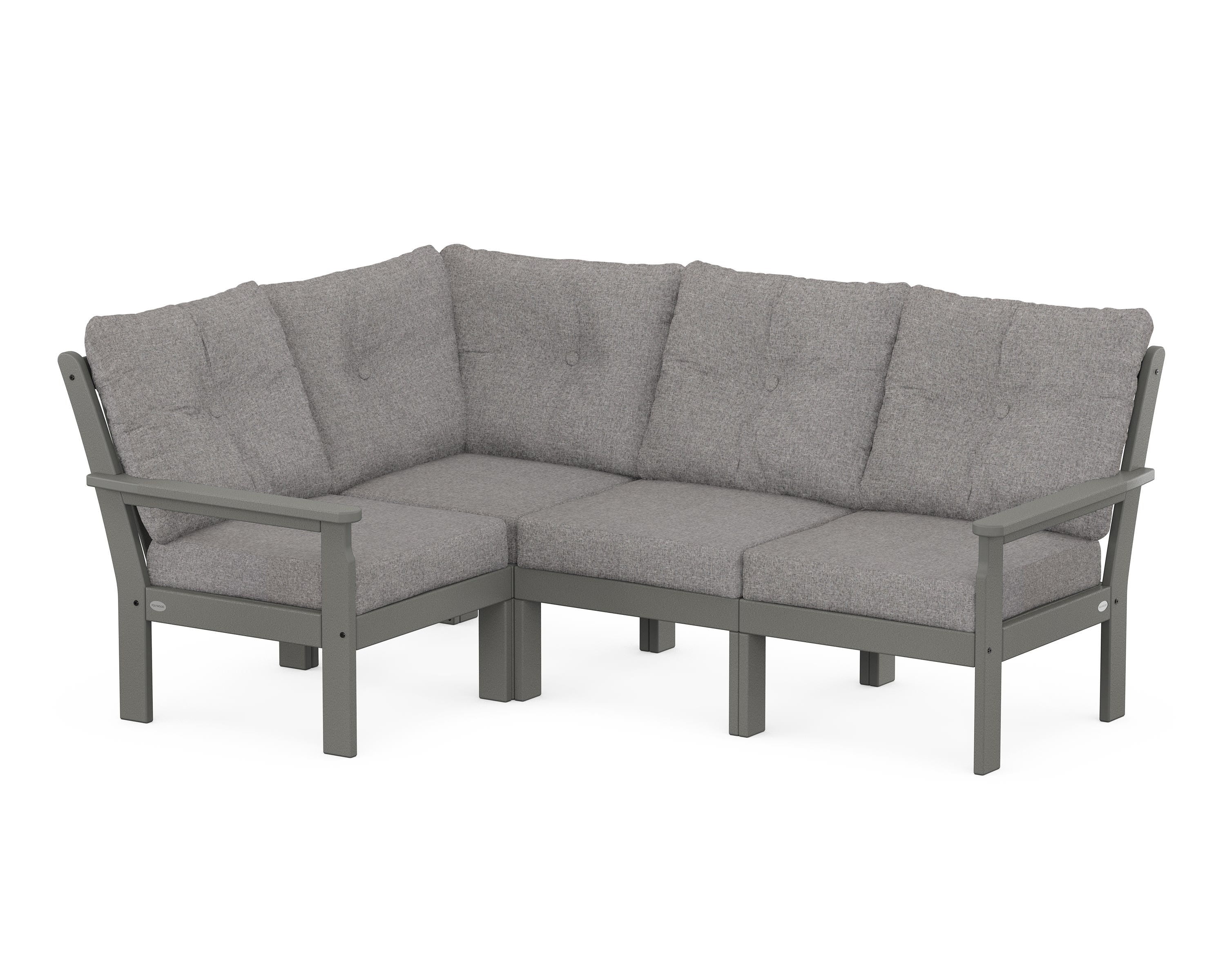 POLYWOOD Vineyard 4-Piece Sectional in Slate Grey / Grey Mist