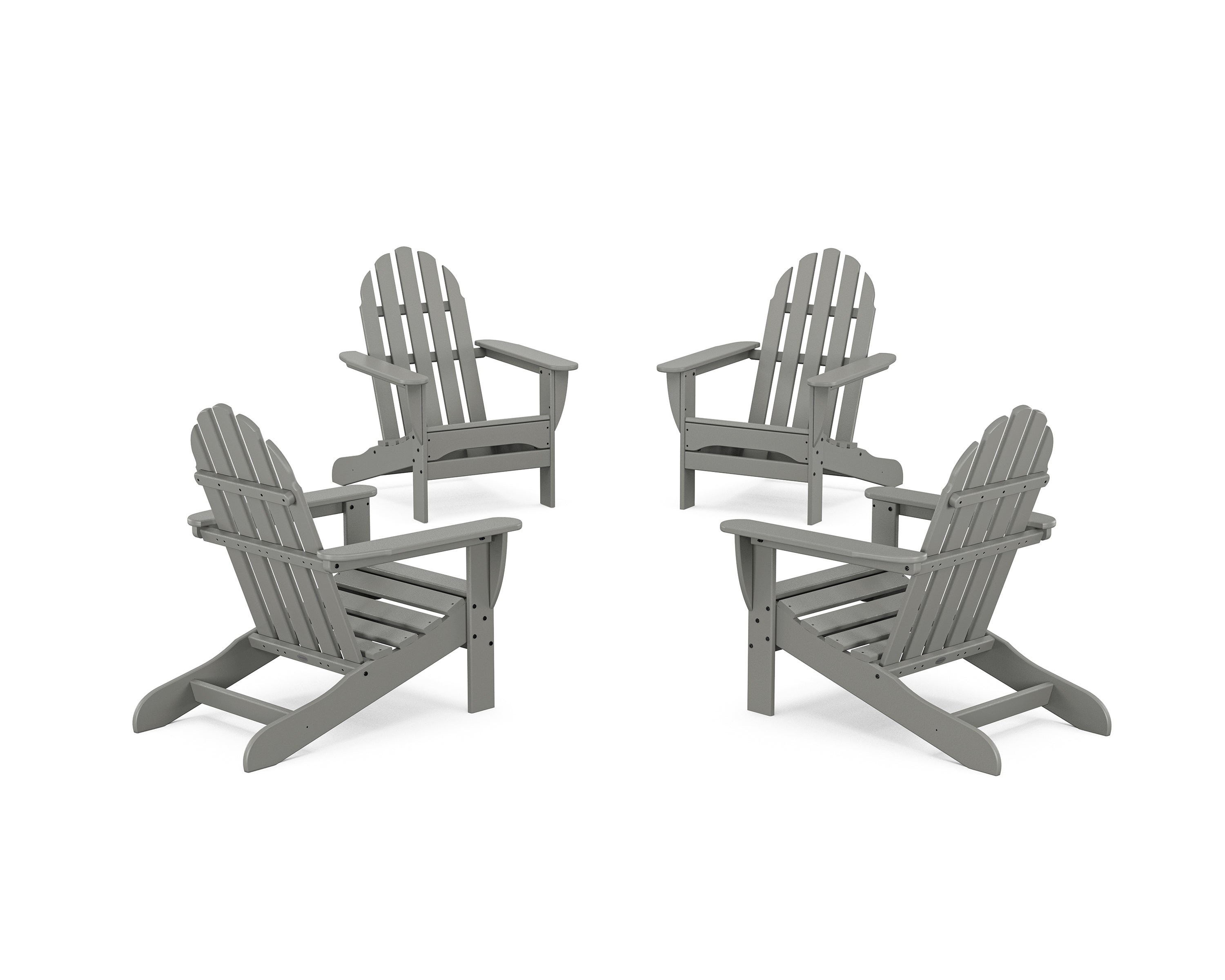 POLYWOOD 4-Piece Classic Adirondack Conversation Set in Slate Grey