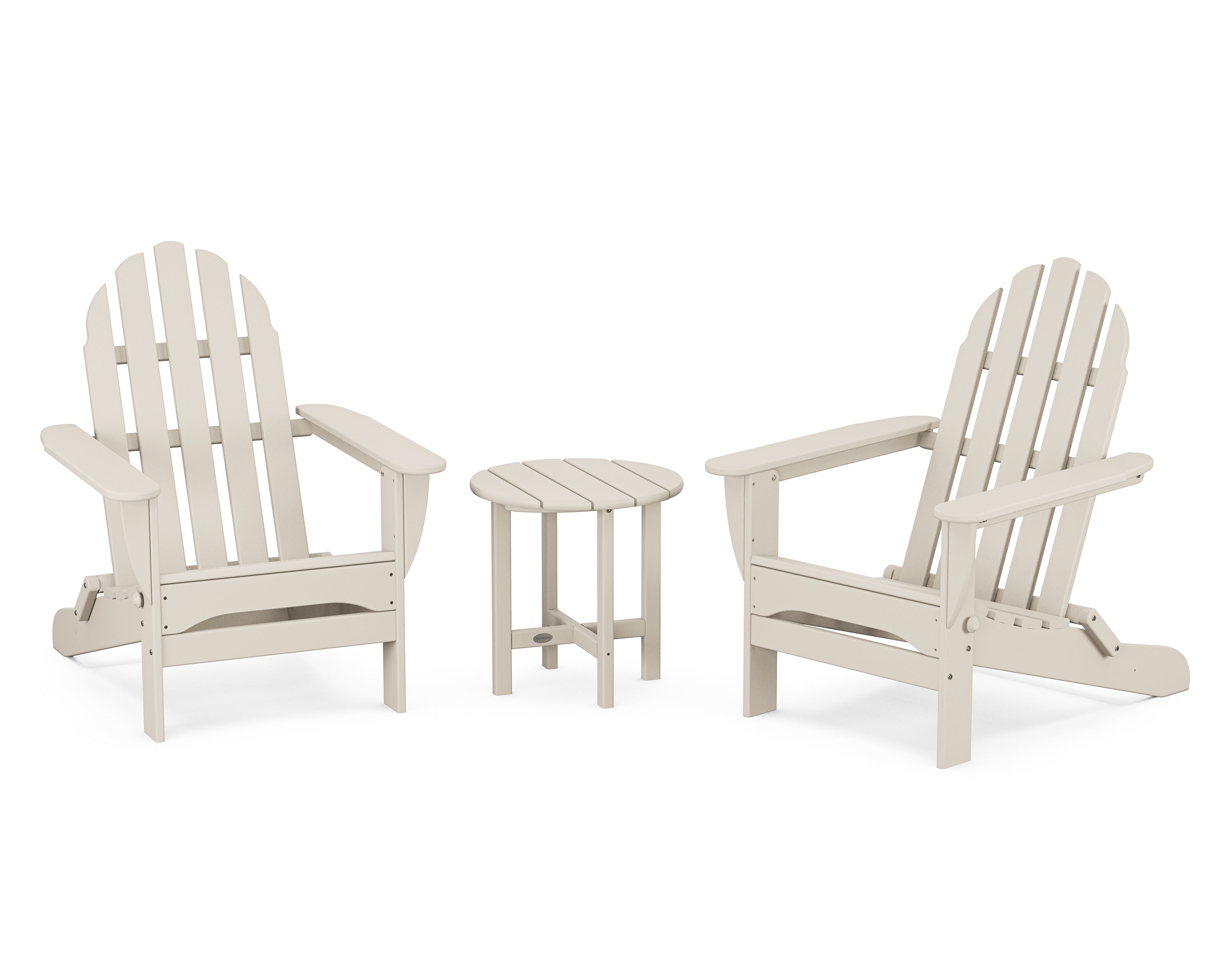 POLYWOOD Classic Folding Adirondack 3-Piece Set in Sand