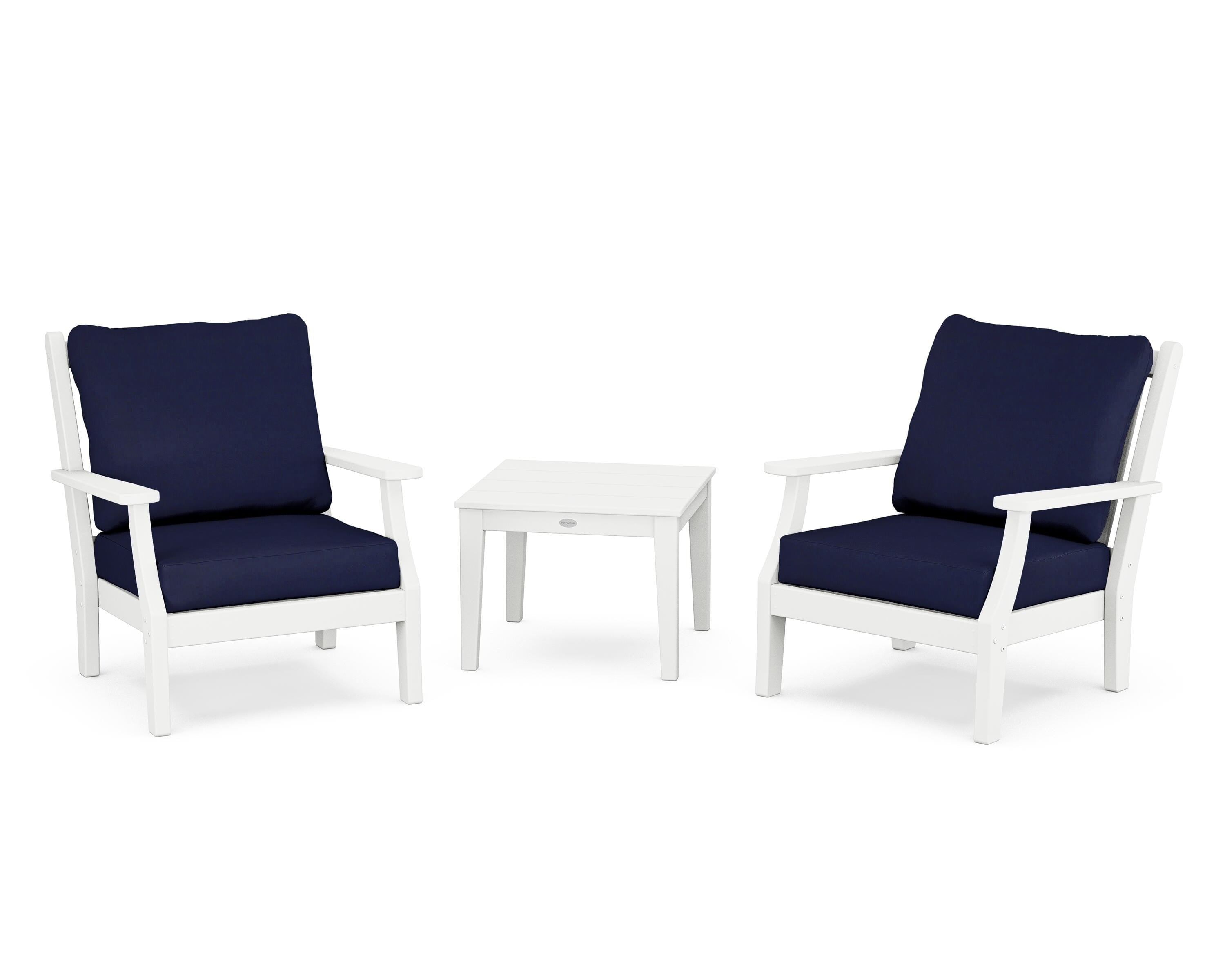 Country Living Wovendale 3-Piece Deep Seating Set in White / Navy