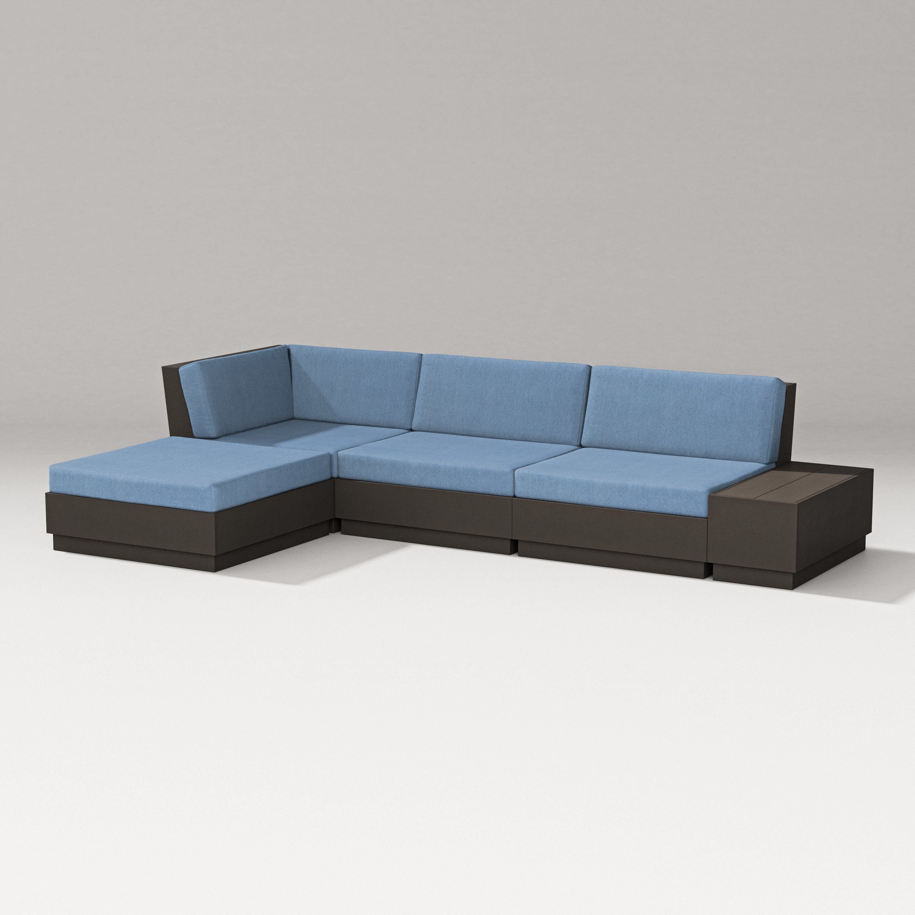 PW Designer Series Elevate Chaise Sectional in Vintage Coffee / Sky Blue