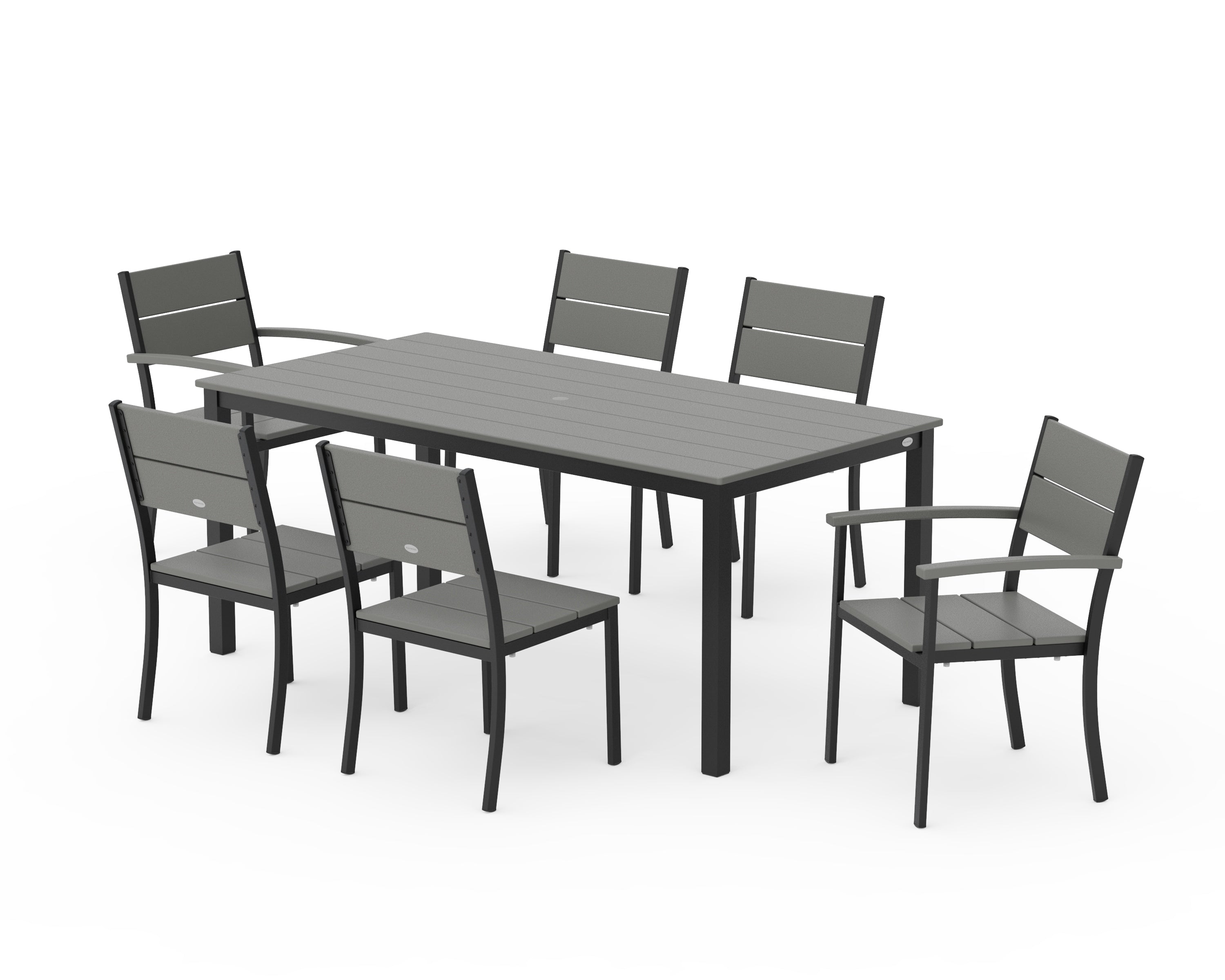 POLYWOOD Main Street 7-Piece Dining Set in Black / Slate Grey