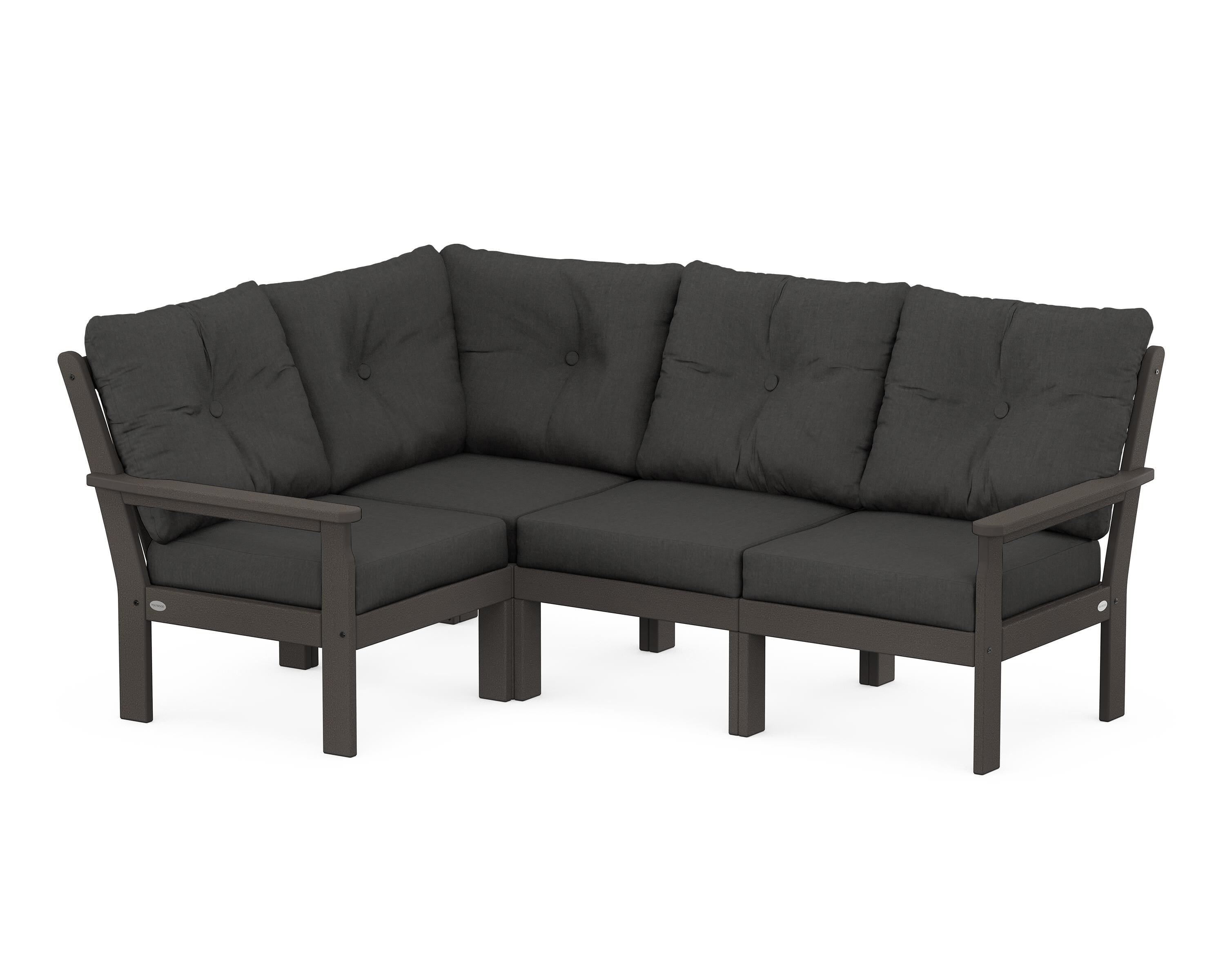 POLYWOOD Vineyard 4-Piece Sectional in Vintage Coffee / Spectrum Carbon