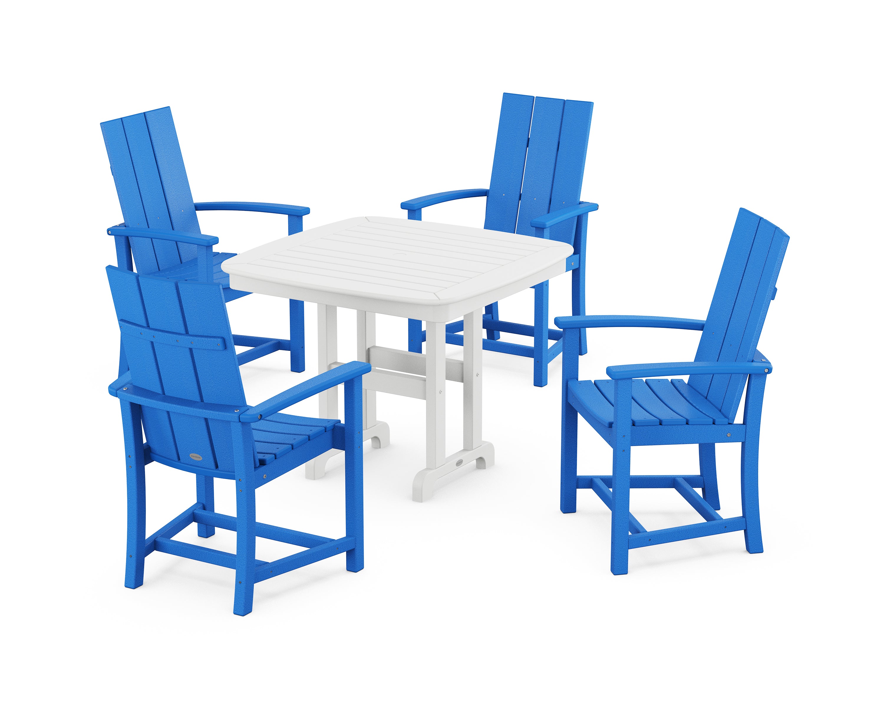 POLYWOOD® Modern Adirondack 5-Piece Dining Set in Pacific Blue / White