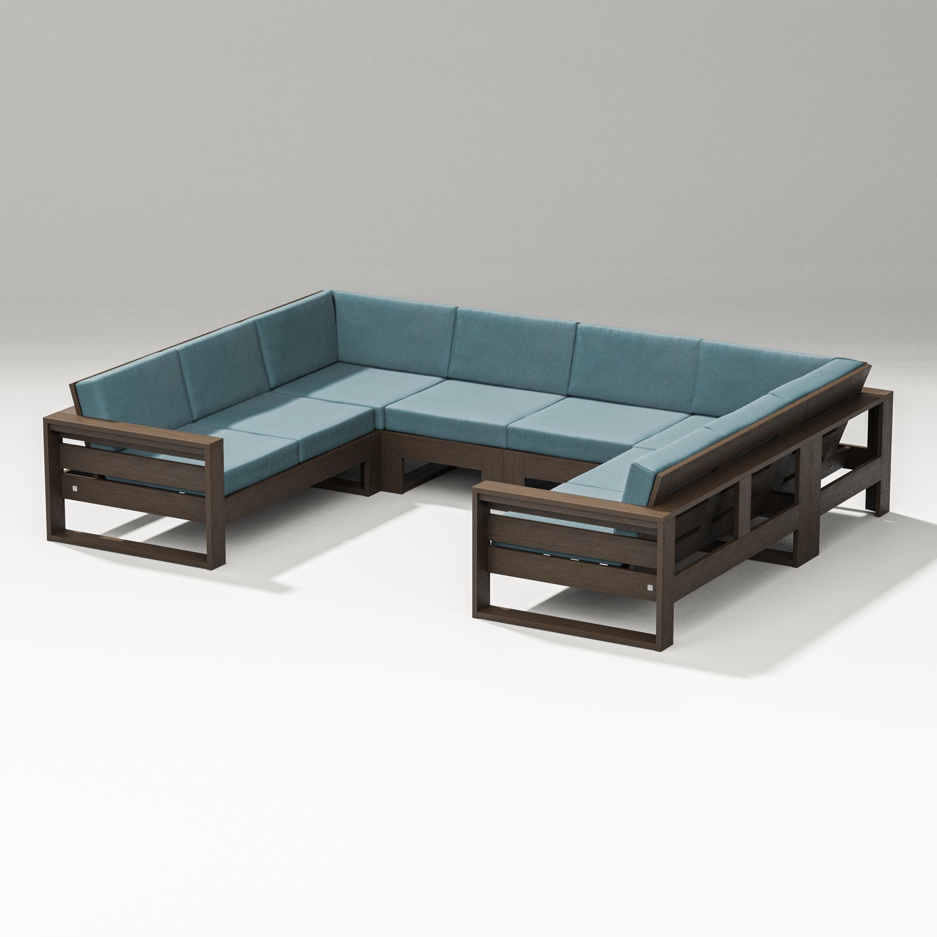 PW Designer Series Latitude U-Shaped Sectional in Kona / Ocean Teal