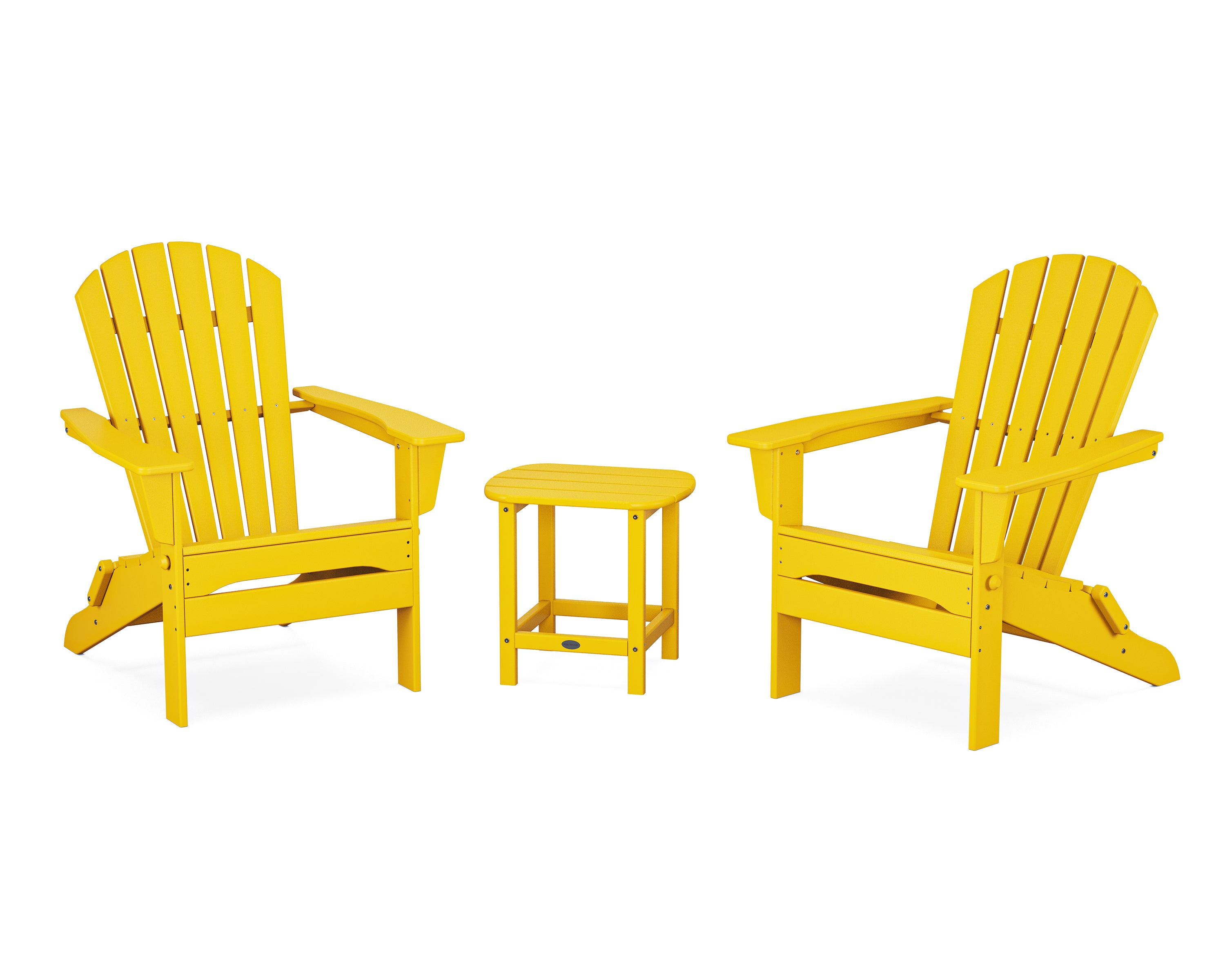 POLYWOOD South Beach 3-Piece Folding Adirondack Set in Lemon