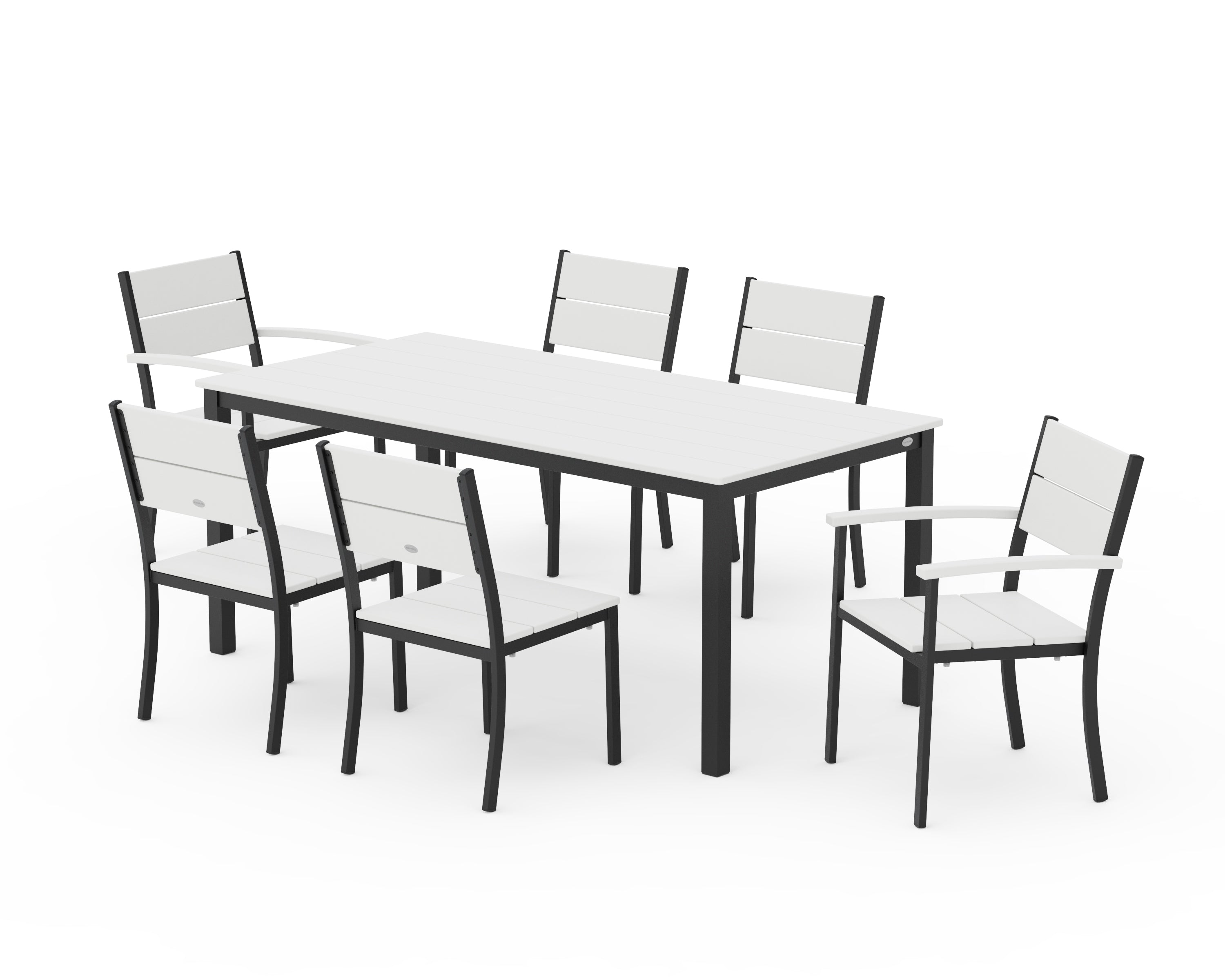 POLYWOOD Main Street 7-Piece Dining Set in Black / White