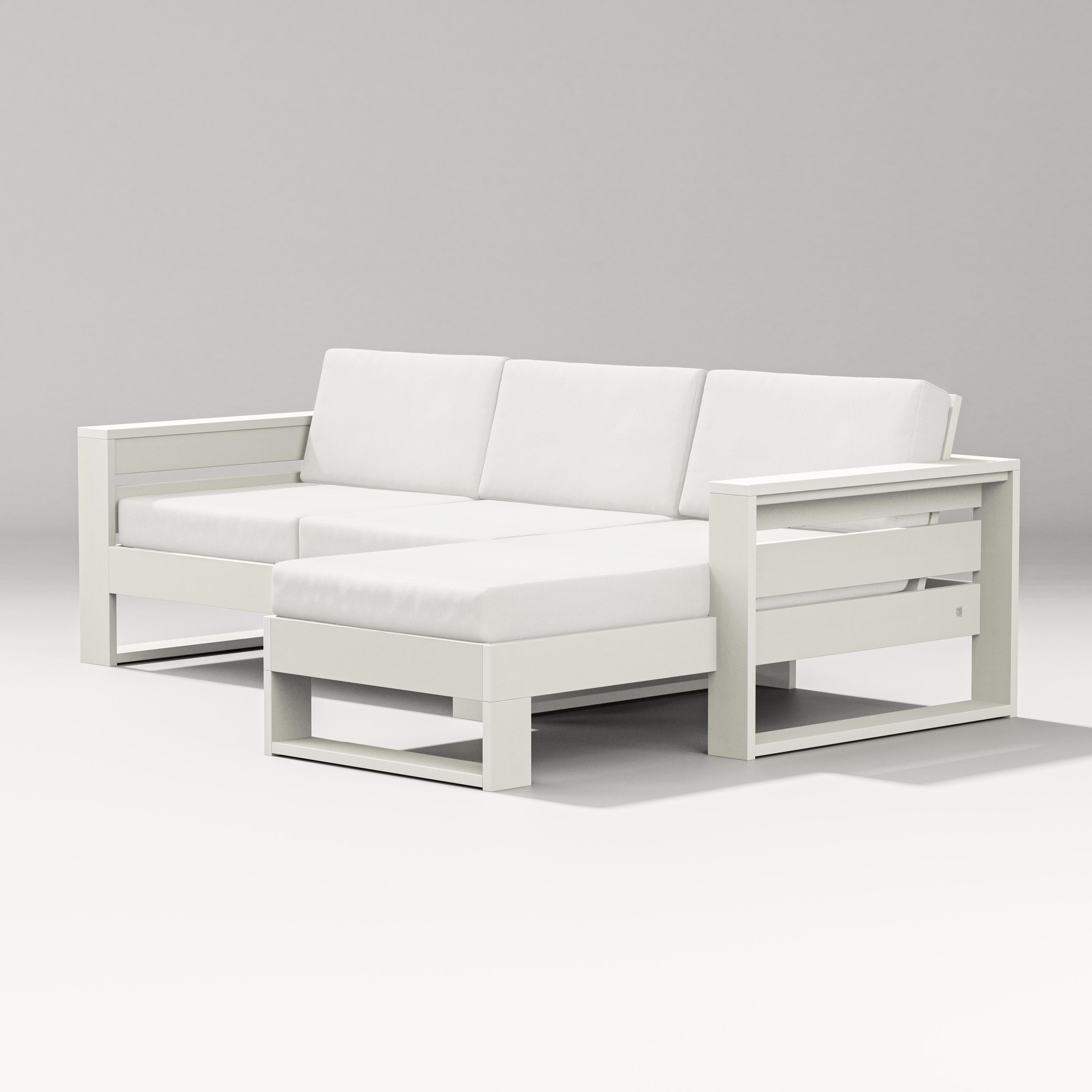 PW Designer Series Latitude Right Chaise Sectional in Vintage White / Natural Linen