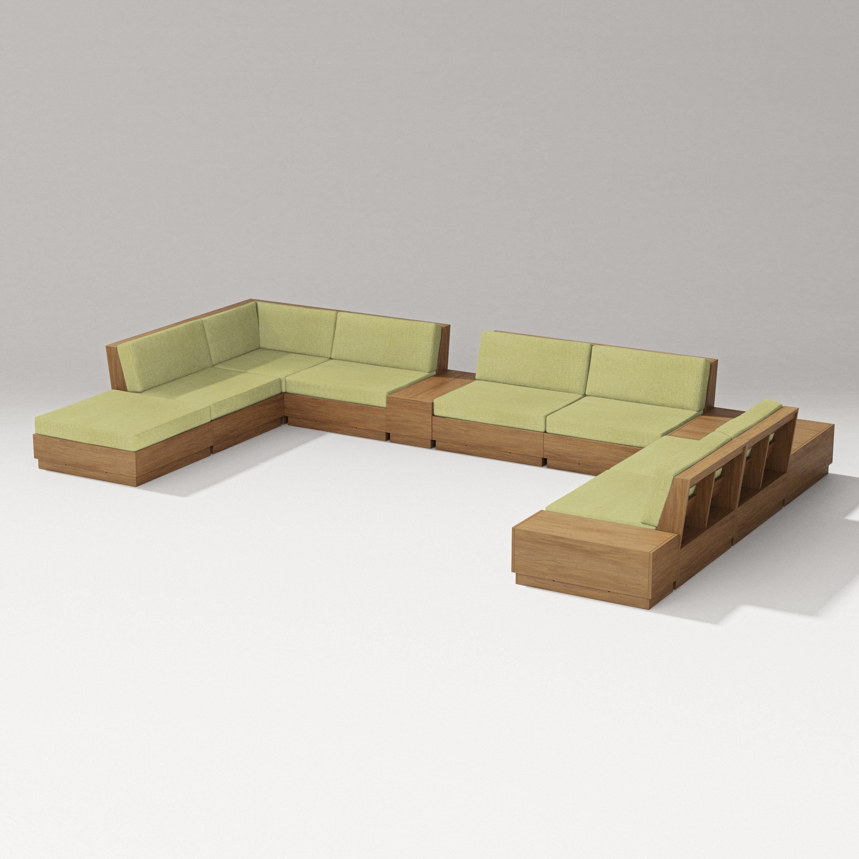 PW Designer Series Elevate 11-Piece Conversation Sectional Set in Natural / Chartreuse Boucle