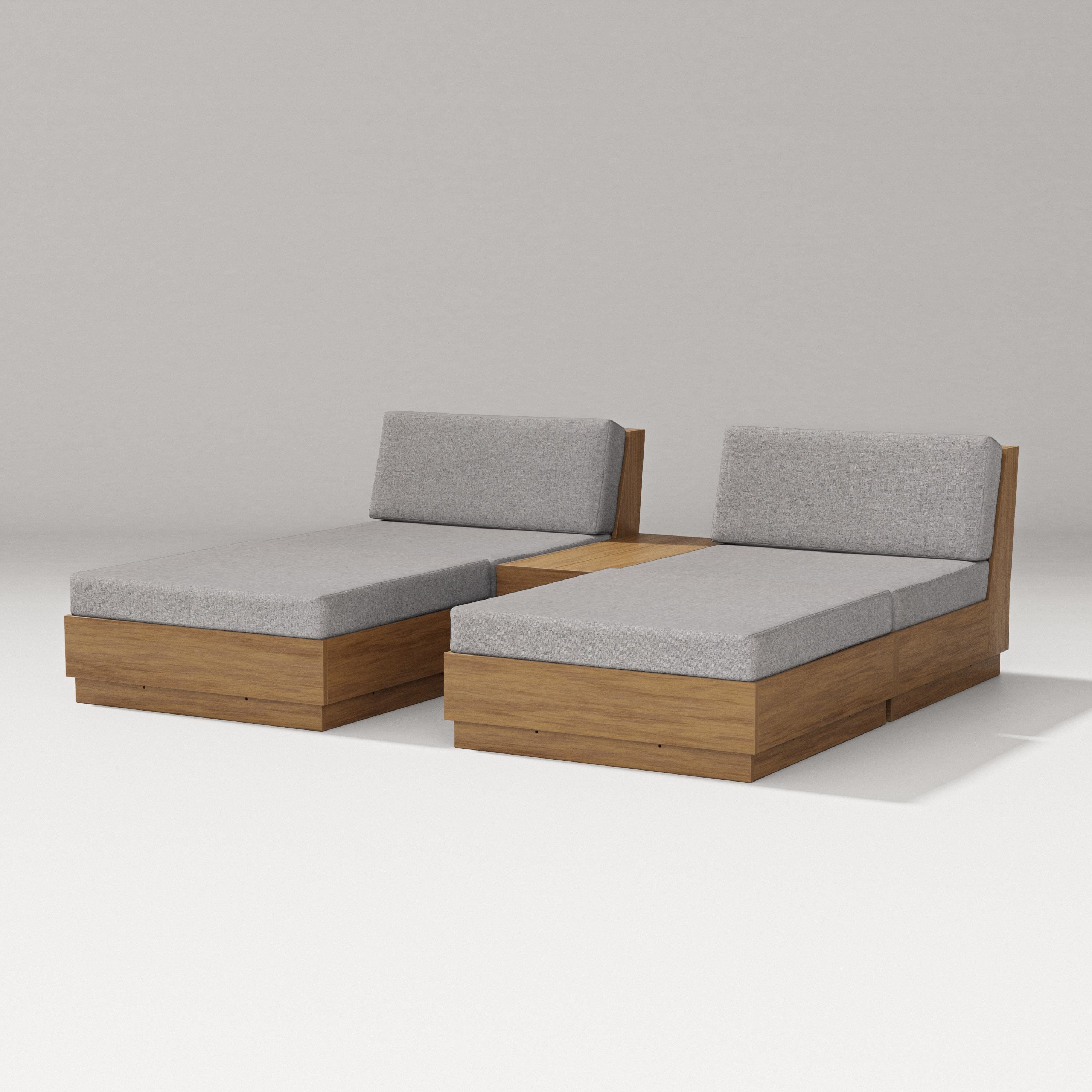 PW Designer Series Elevate Double Chaise Set in Natural / Grey Mist