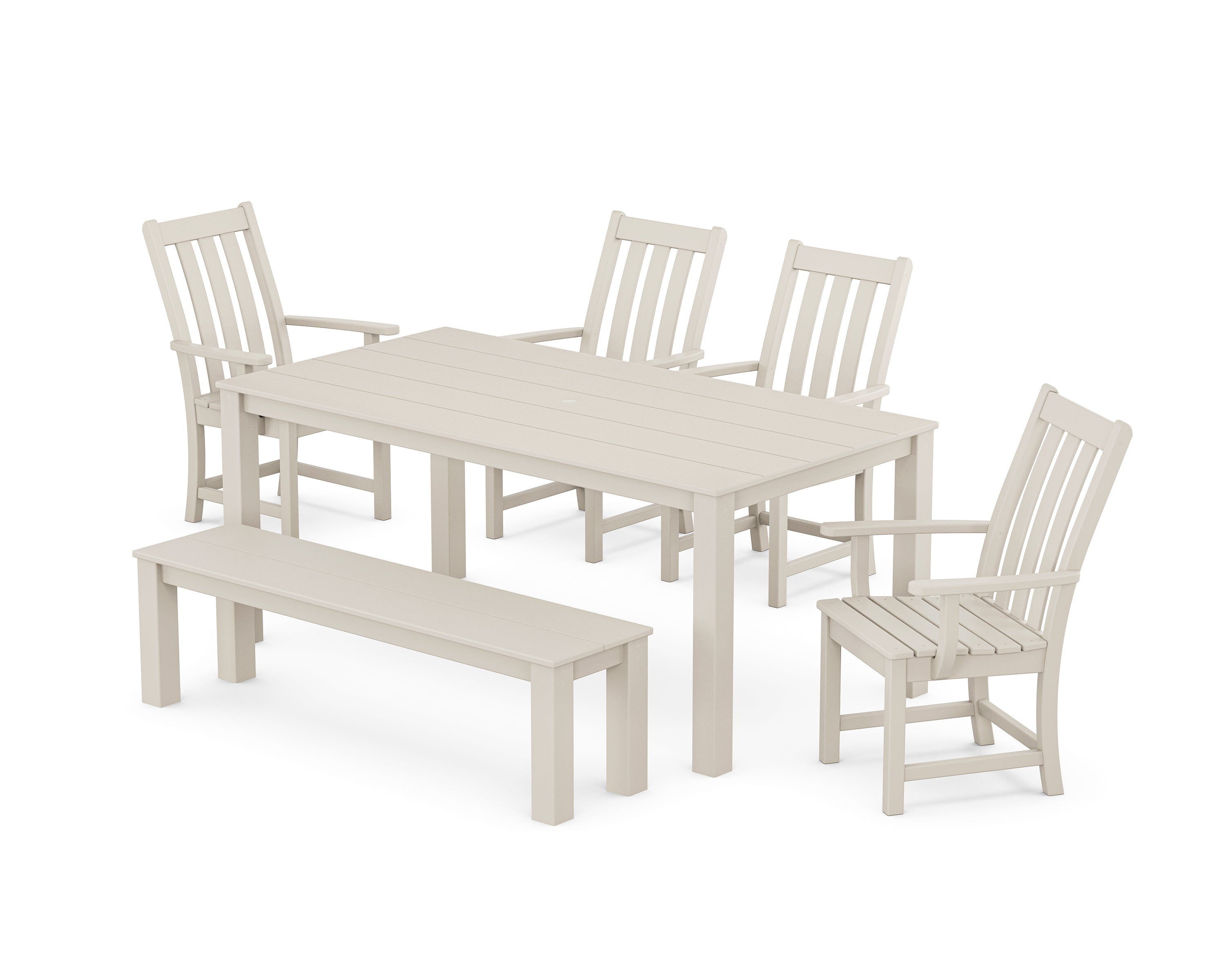 POLYWOOD® Vineyard 6-Piece Parsons Dining Set with Bench in Sand