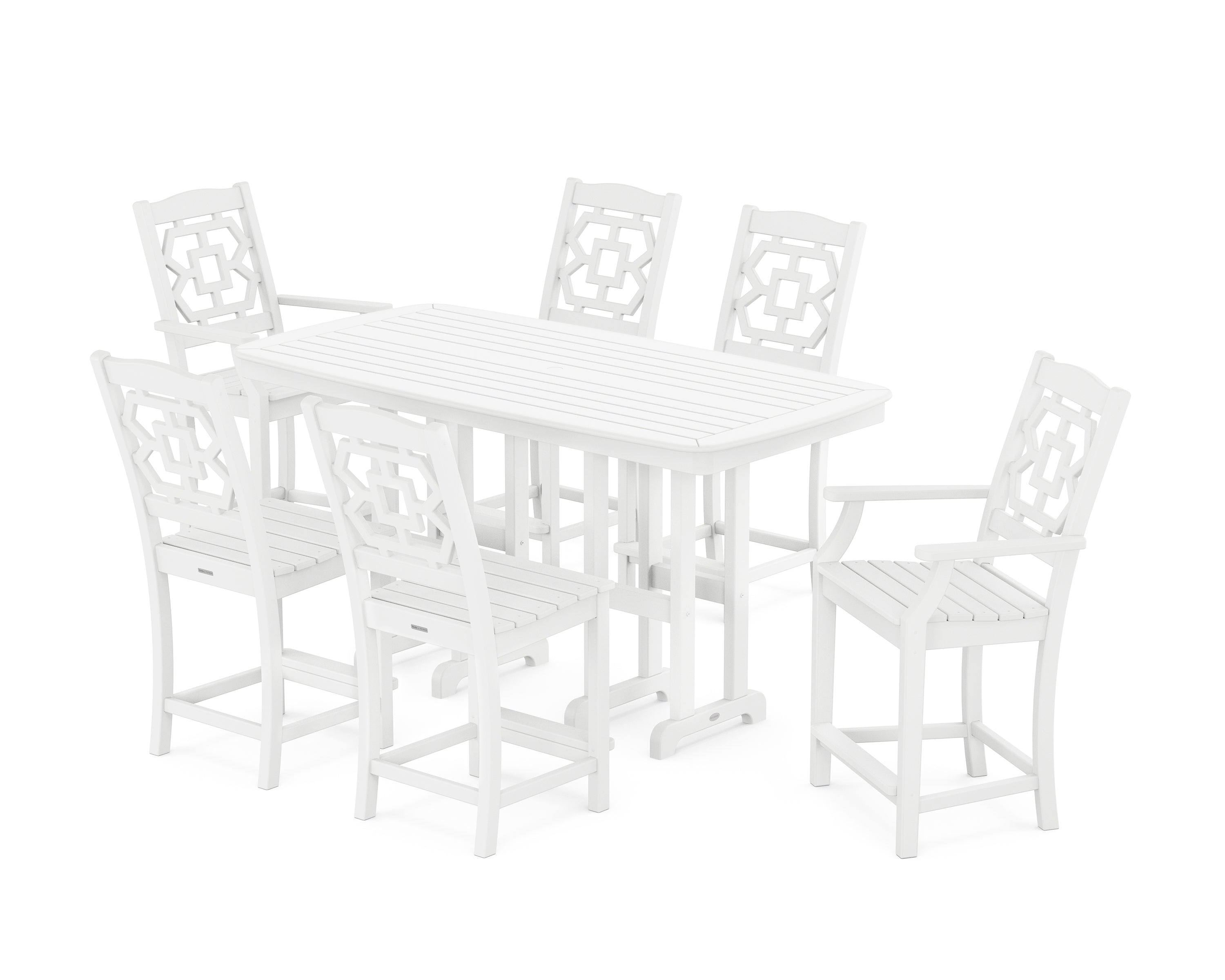 Martha Stewart by POLYWOOD Chinoiserie 7-Piece Counter Set in White