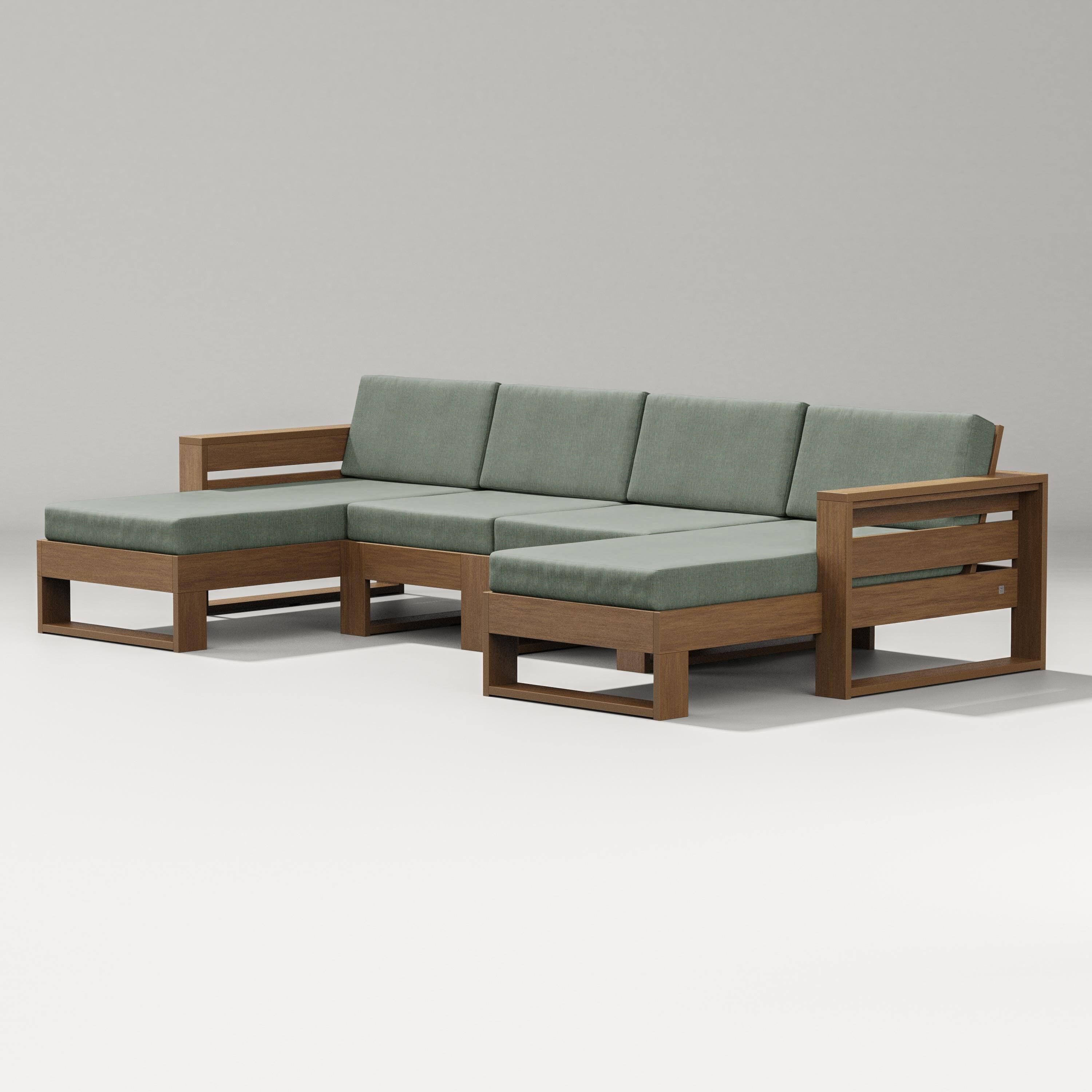 PW Designer Series Latitude Double Chaise Sectional in Natural / Cast Sage