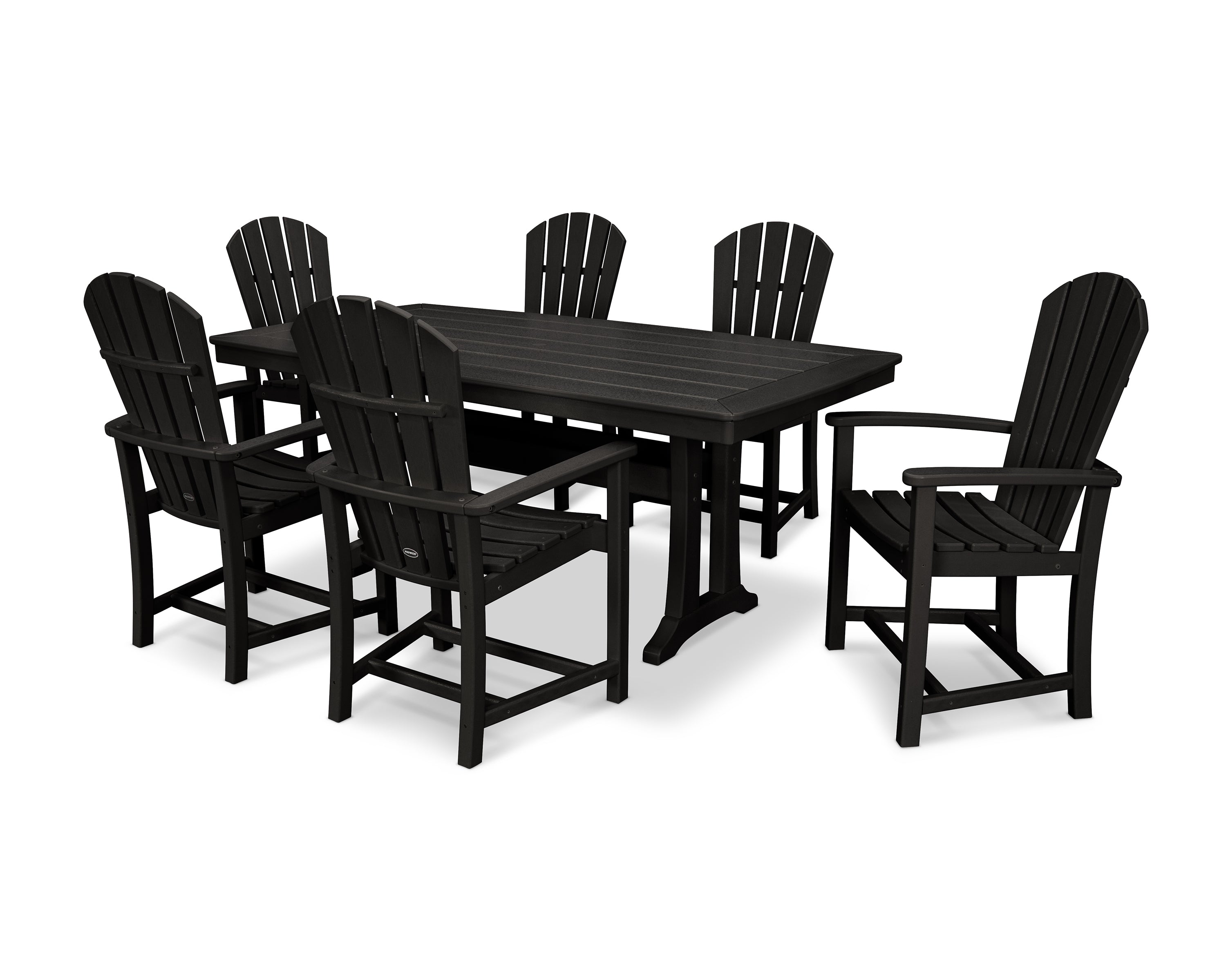 POLYWOOD Palm Coast 7-Piece Dining Set with Trestle Legs in Black