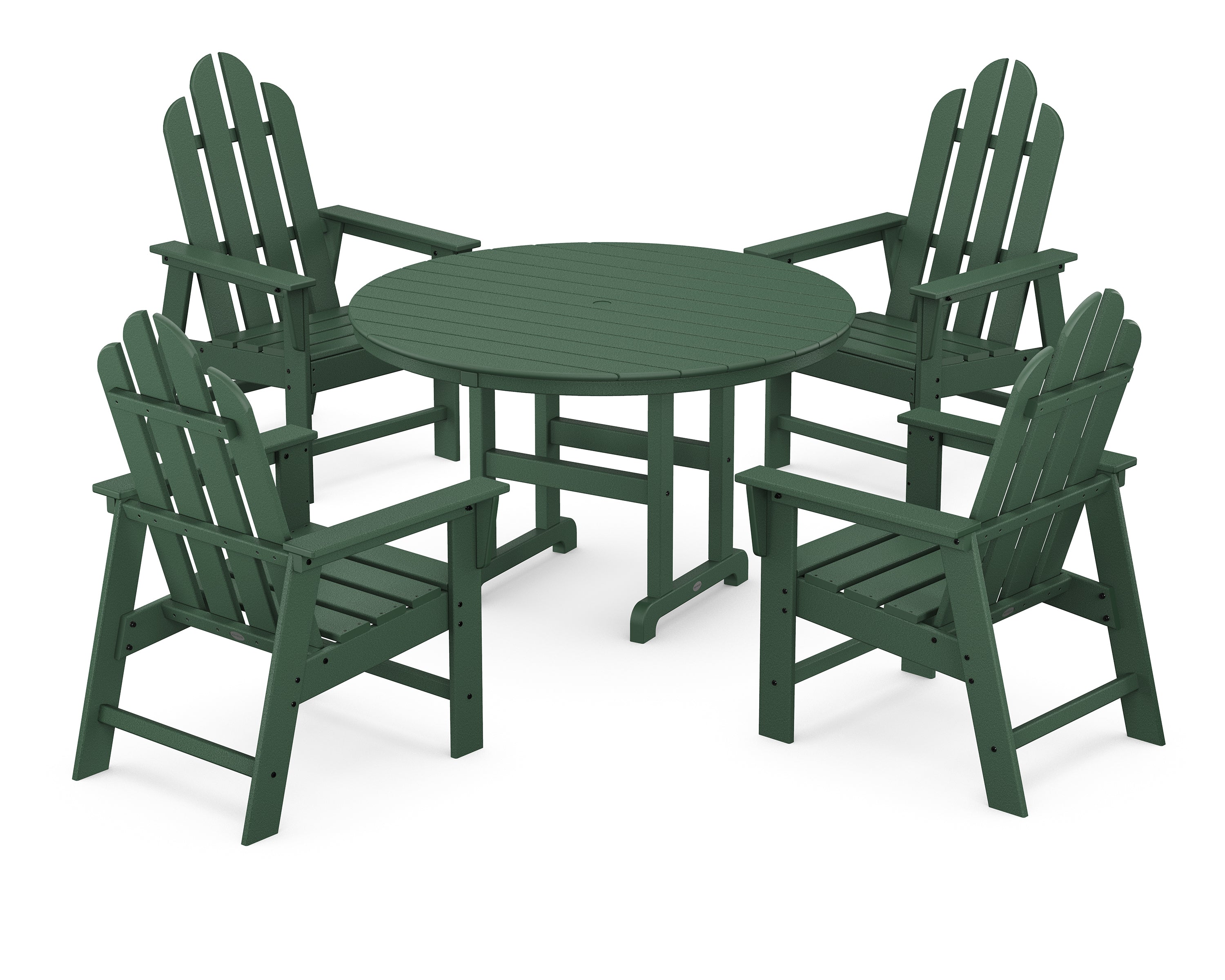 POLYWOOD® Long Island 5-Piece Round Farmhouse Dining Set in Green