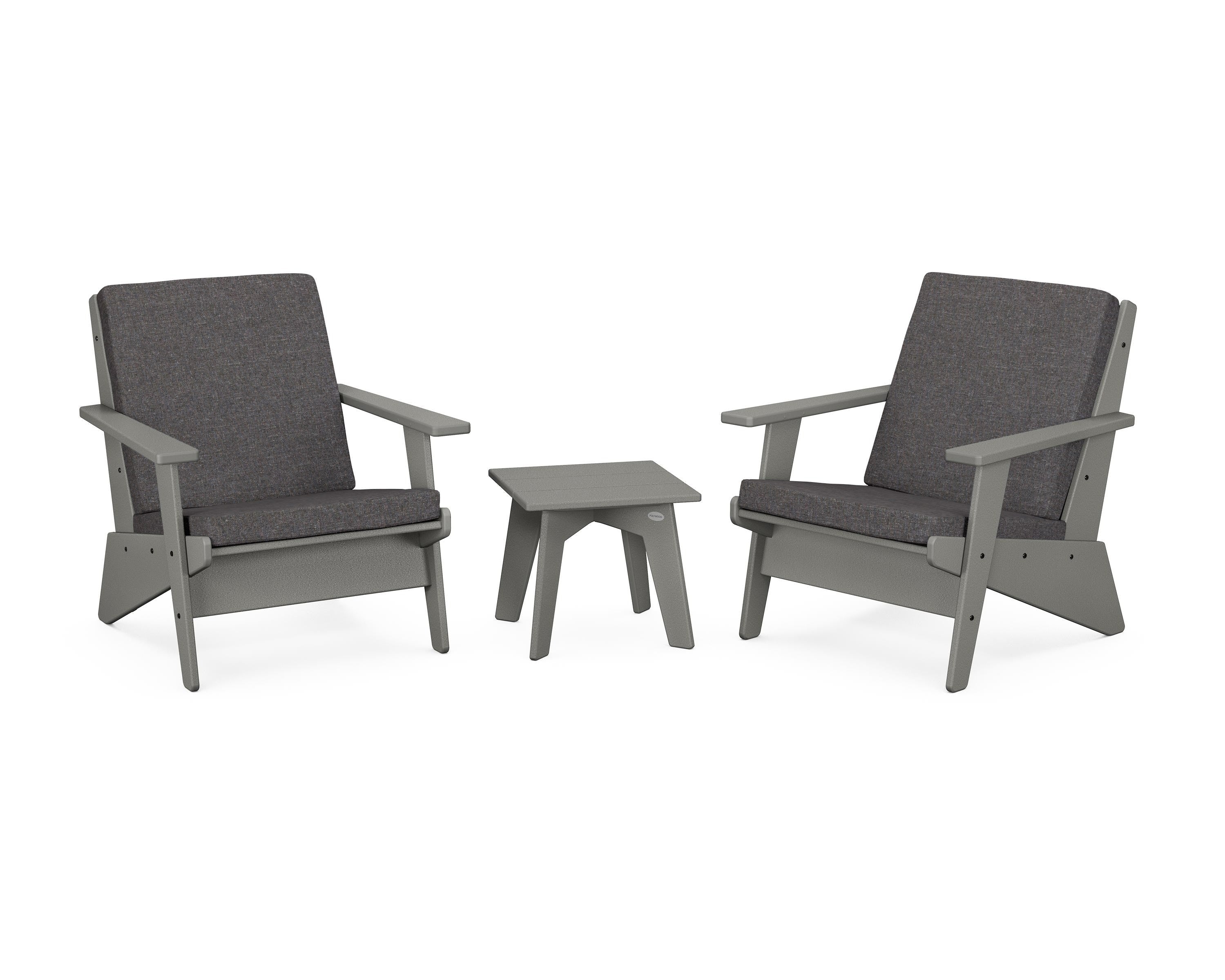 POLYWOOD Riviera Modern Lounge 3-Piece Set in Slate Grey / Ash Charcoal
