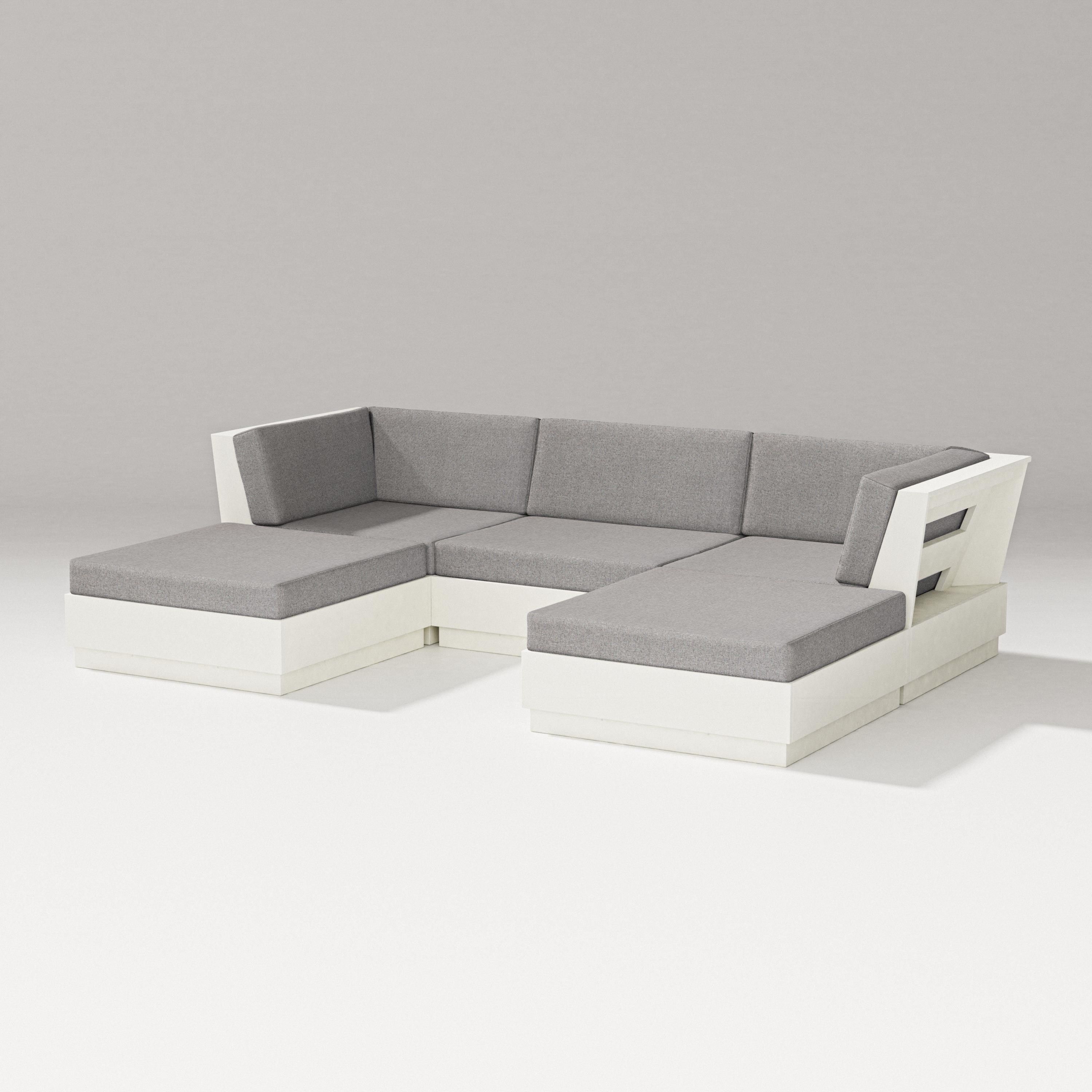 PW Designer Series Elevate Double Chaise Sectional in Vintage White / Grey Mist