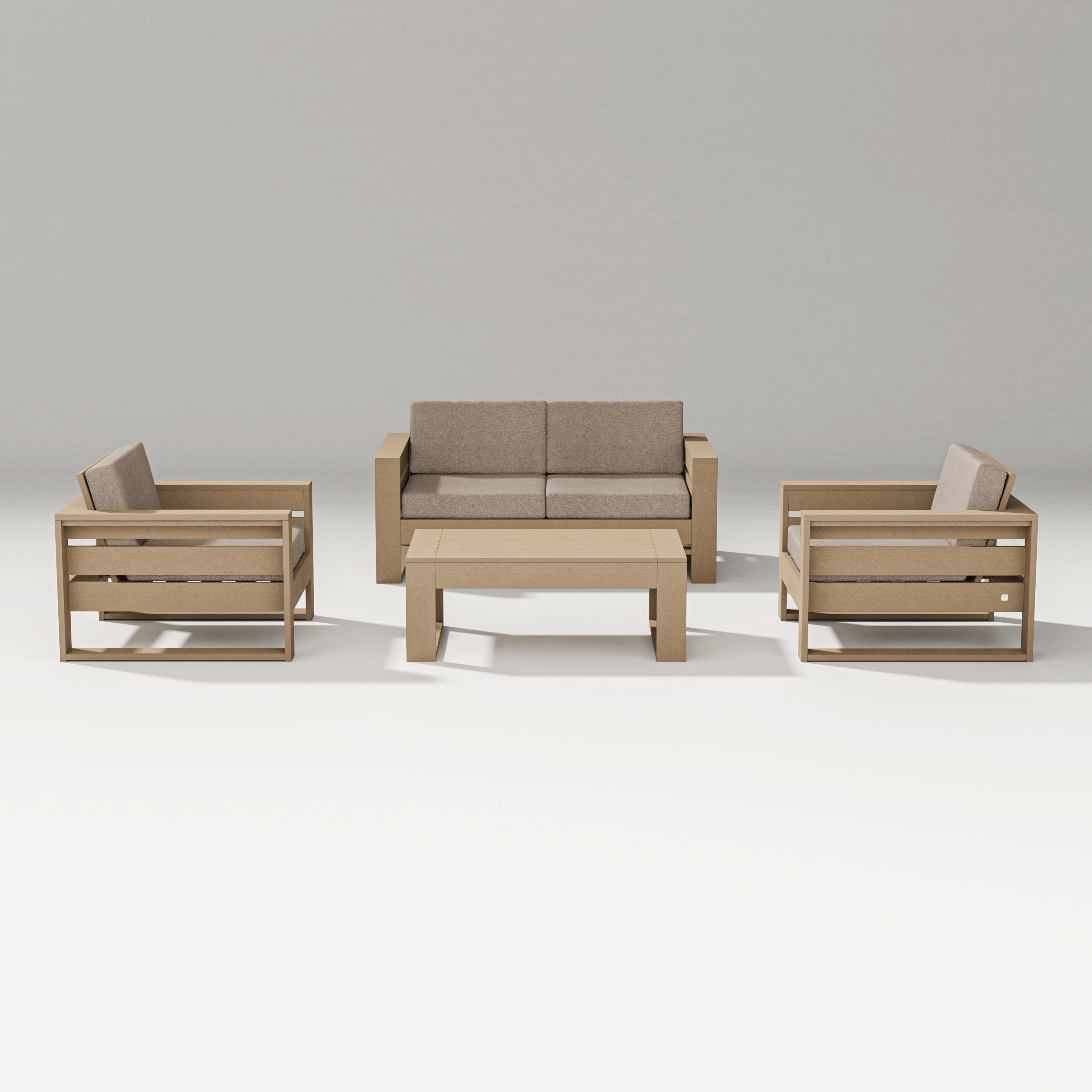 PW Designer Series Latitude 4-Piece Lounge Loveseat Set in Vintage Sahara / Spiced Burlap